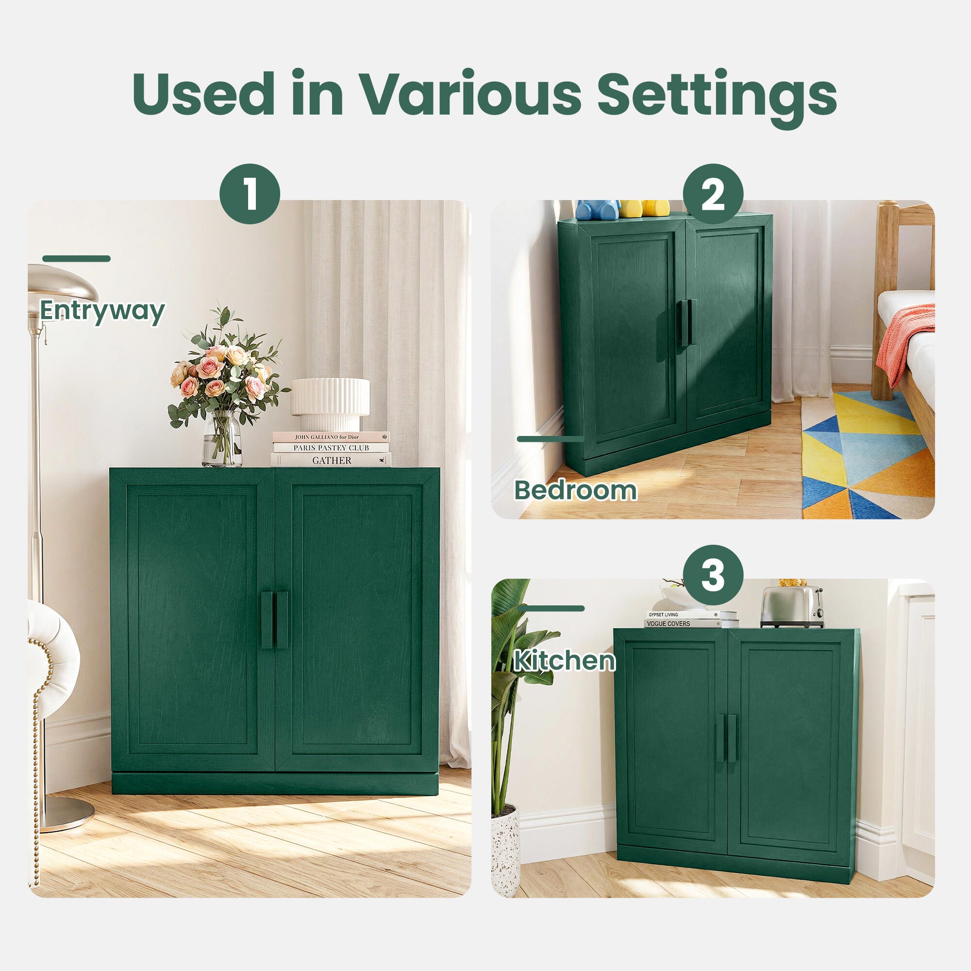 Dovelina Liora Modular 31" Accent Cabinet, Green, large