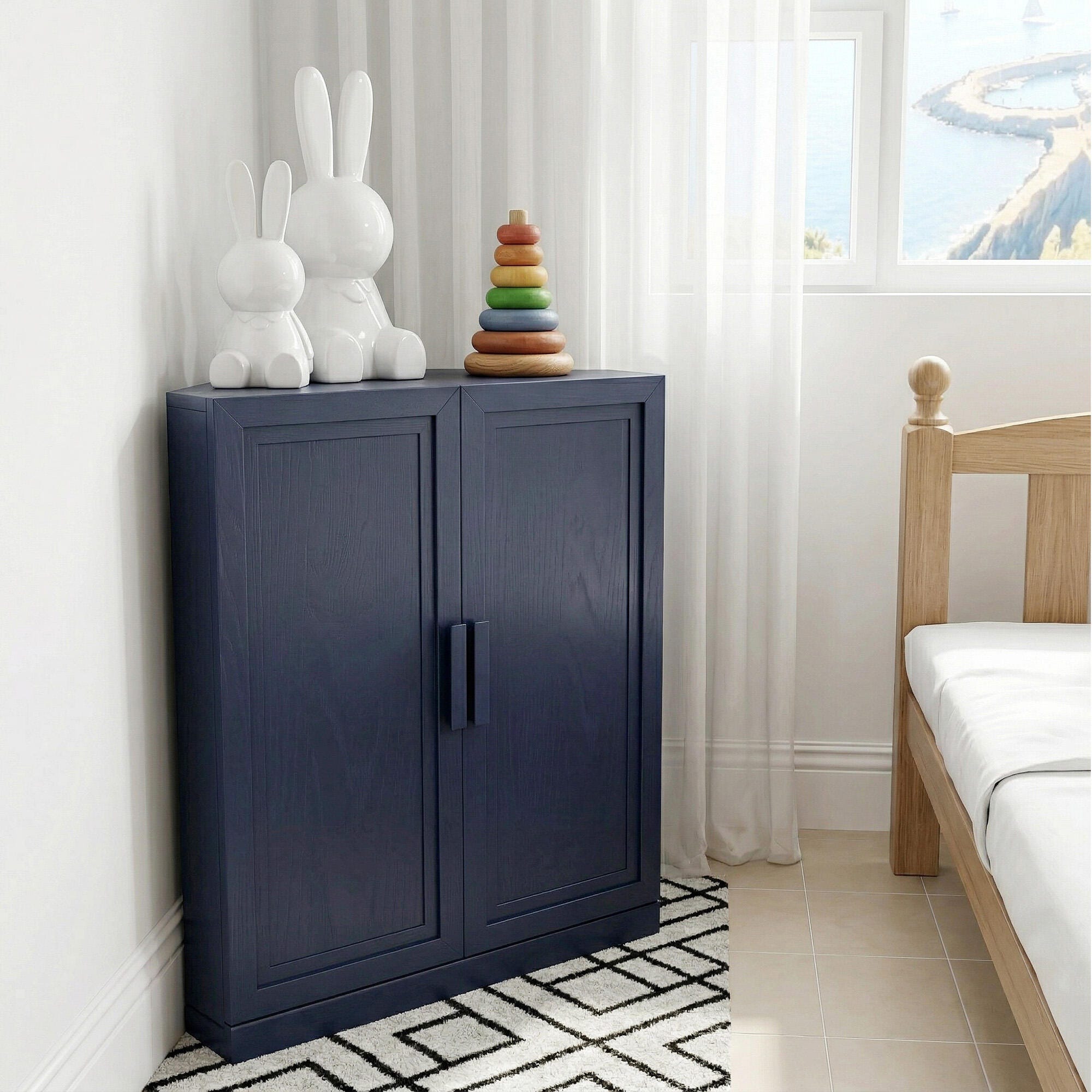Dovelina Liora Rectangular 31" Accent Cabinet, Blue, rollover