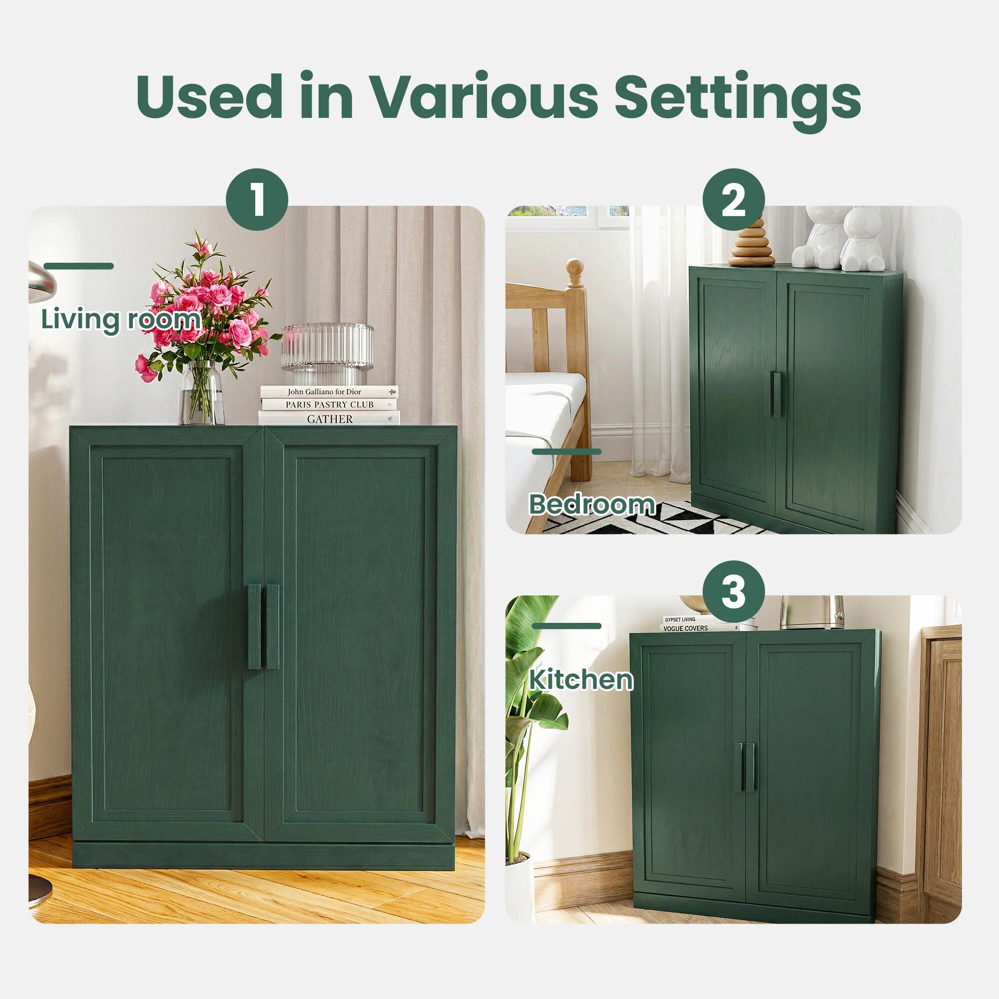 Dovelina Liora Rectangular 31" Accent Cabinet, Green, large
