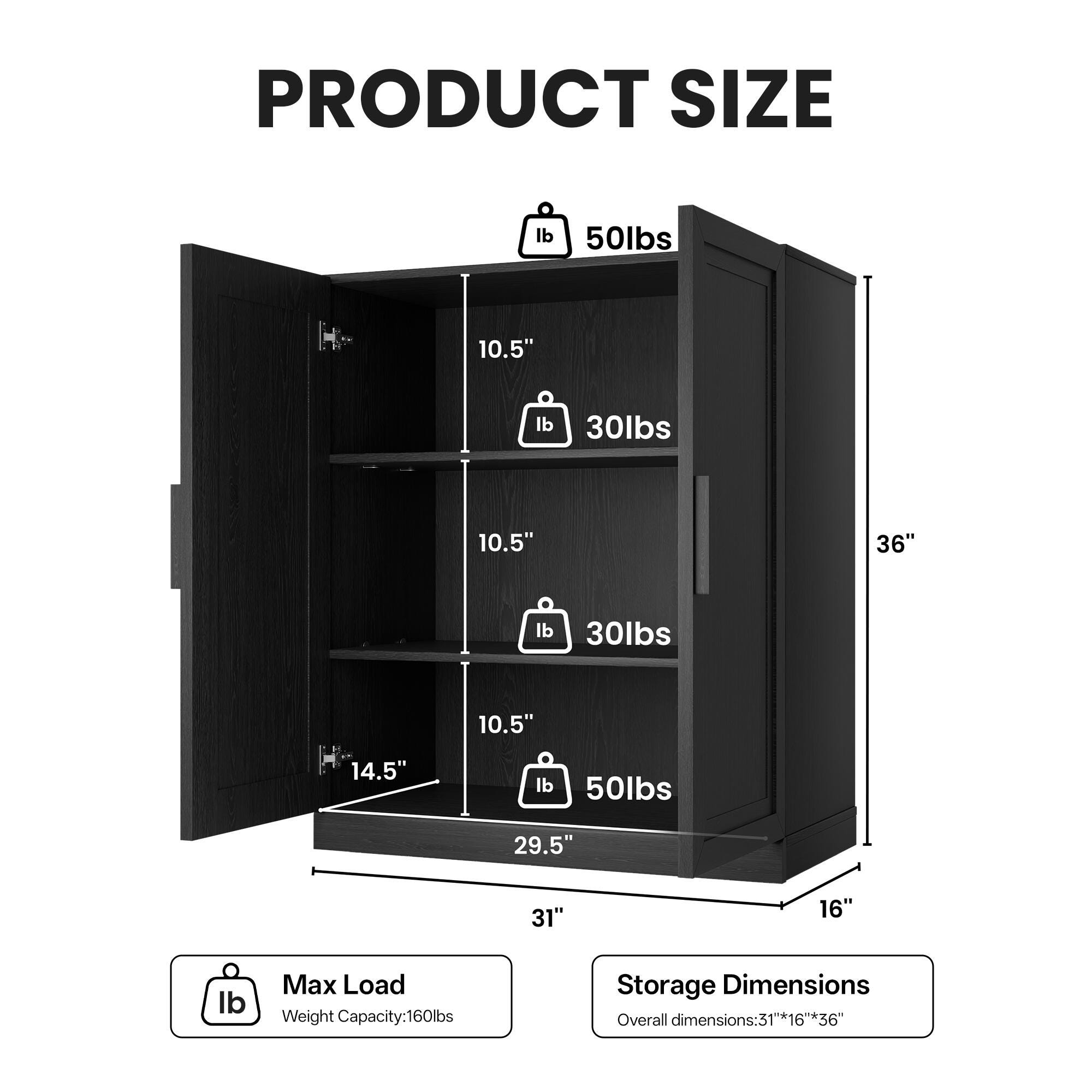 Dovelina Liora Utility 31" Accent Cabinet, Black, large