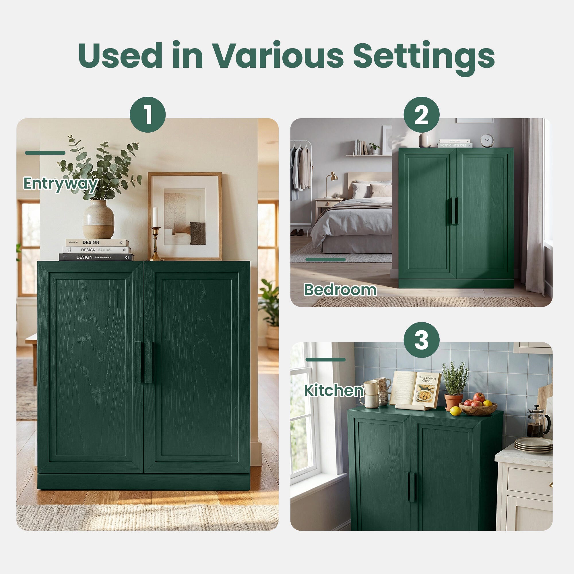 Dovelina Liora Utility 31" Accent Cabinet, Green, large