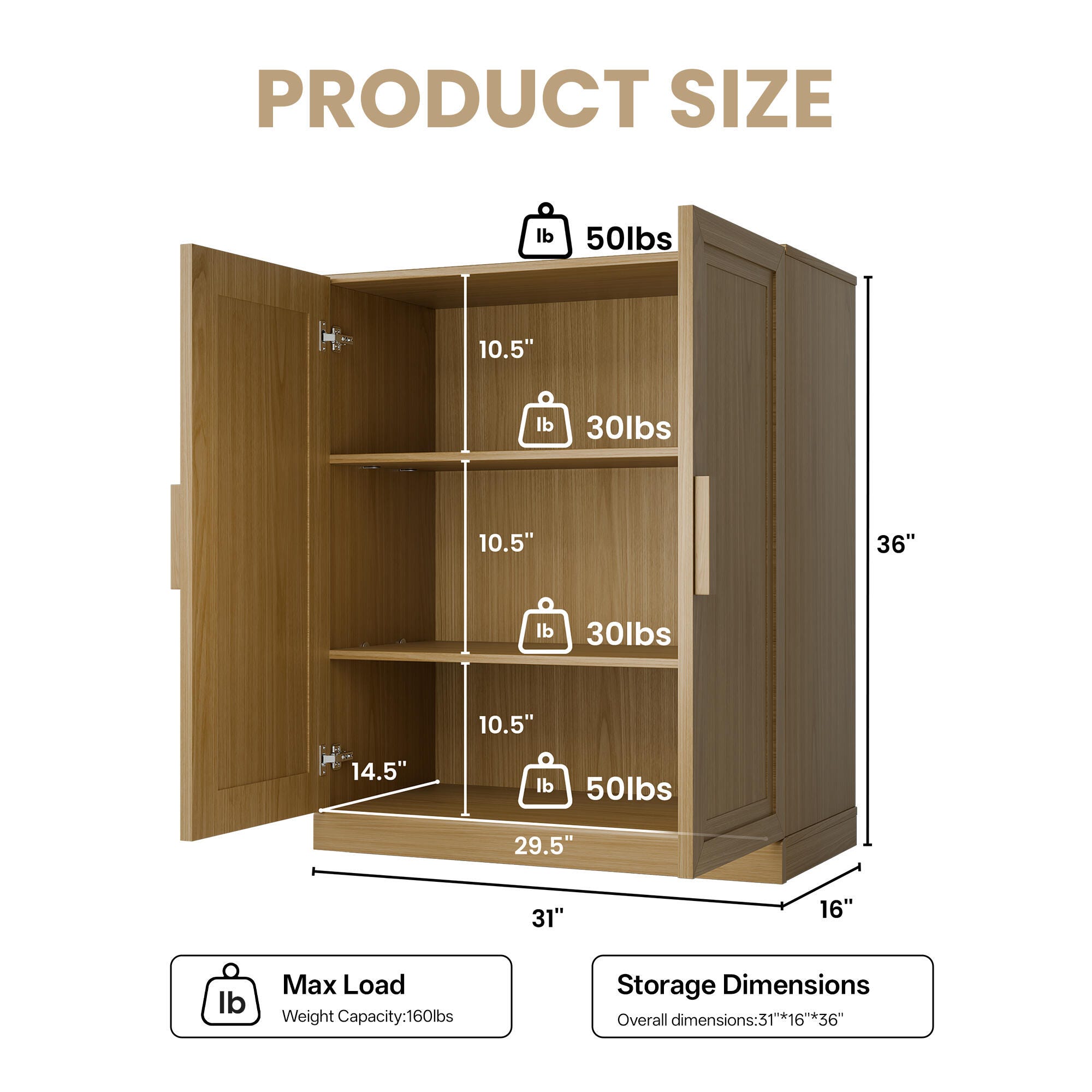 Dovelina Liora Utility 31" Accent Cabinet, Natural, large