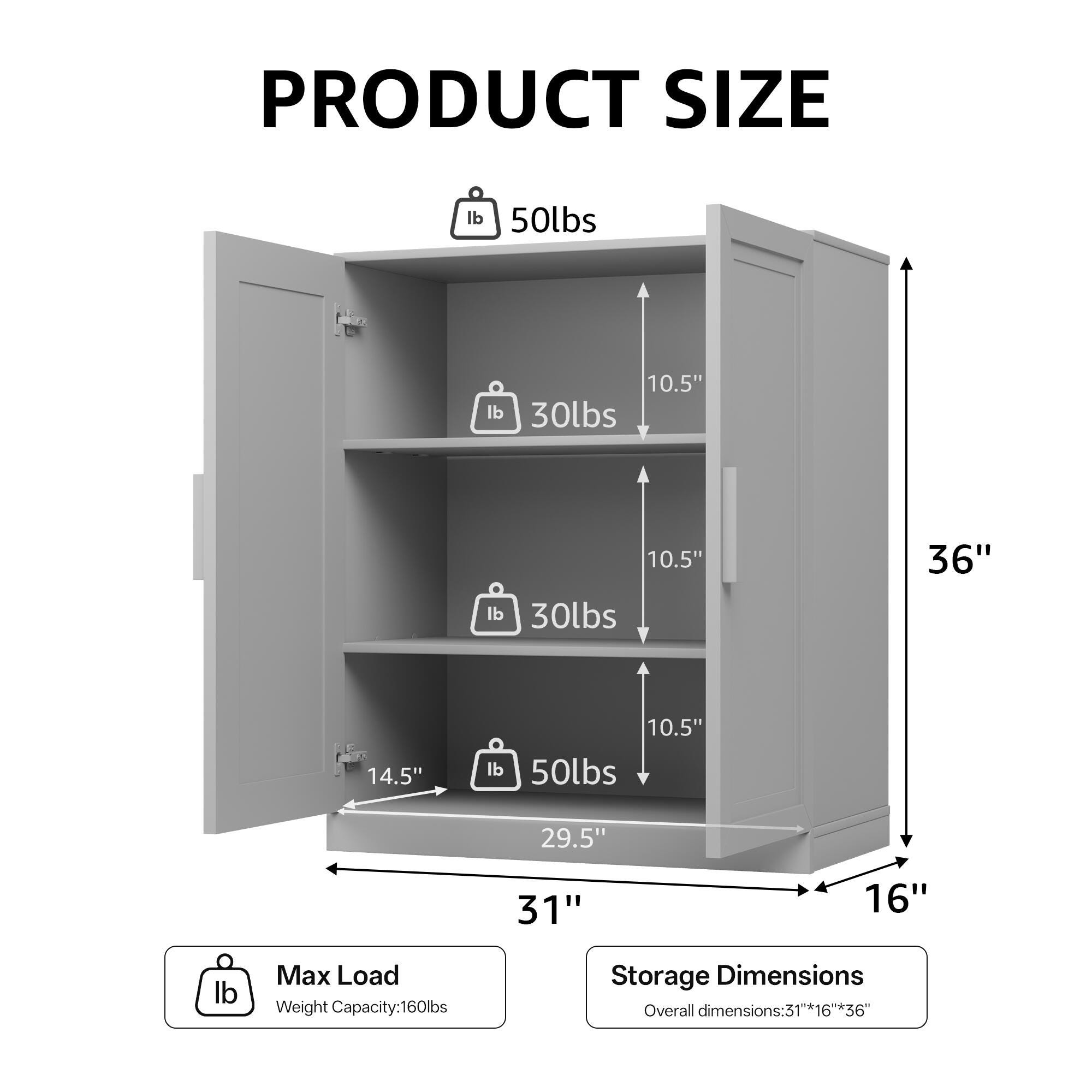 Dovelina Liora Utility 31" Accent Cabinet, White, large