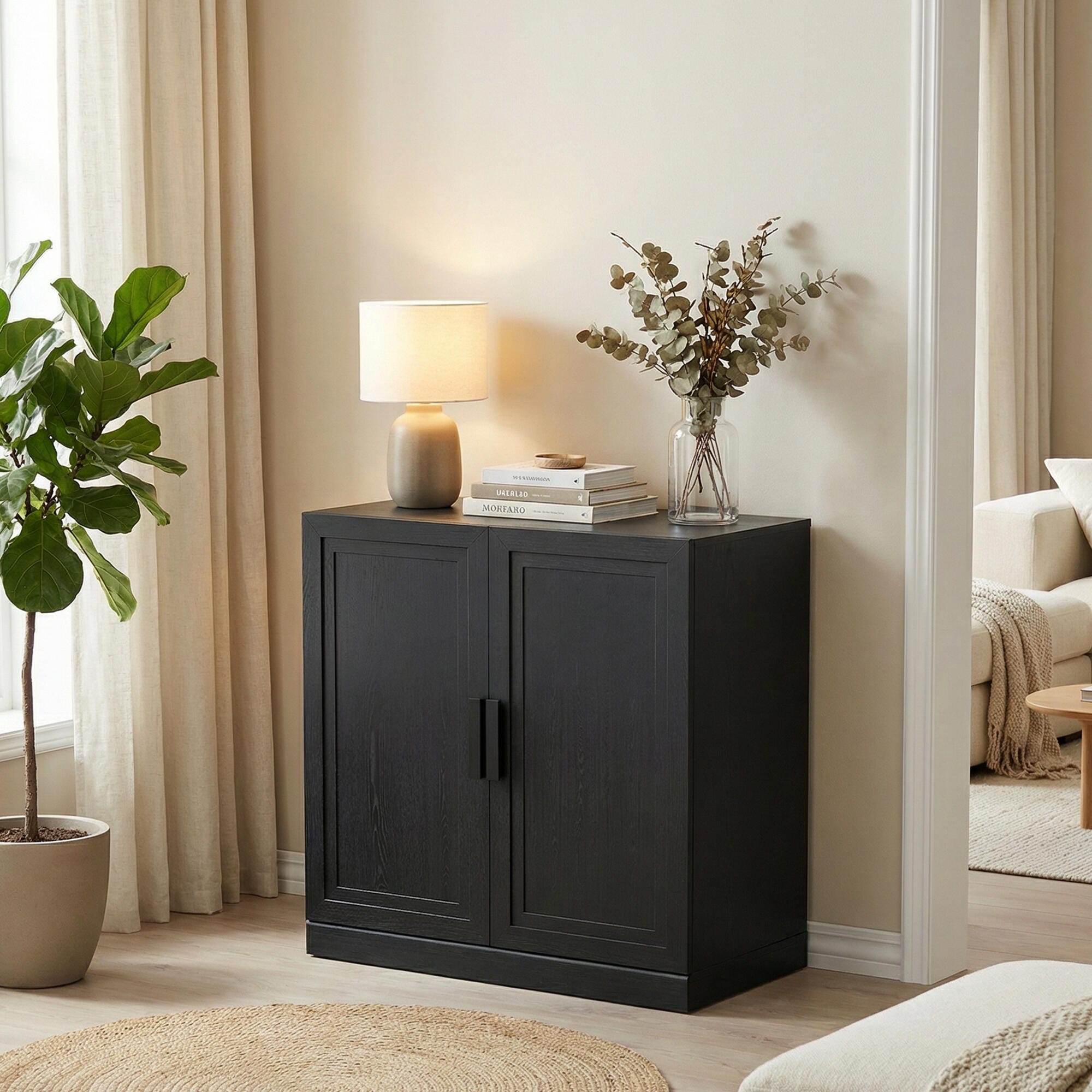 Dovelina Liora Short 31" Accent Cabinet, Black, large