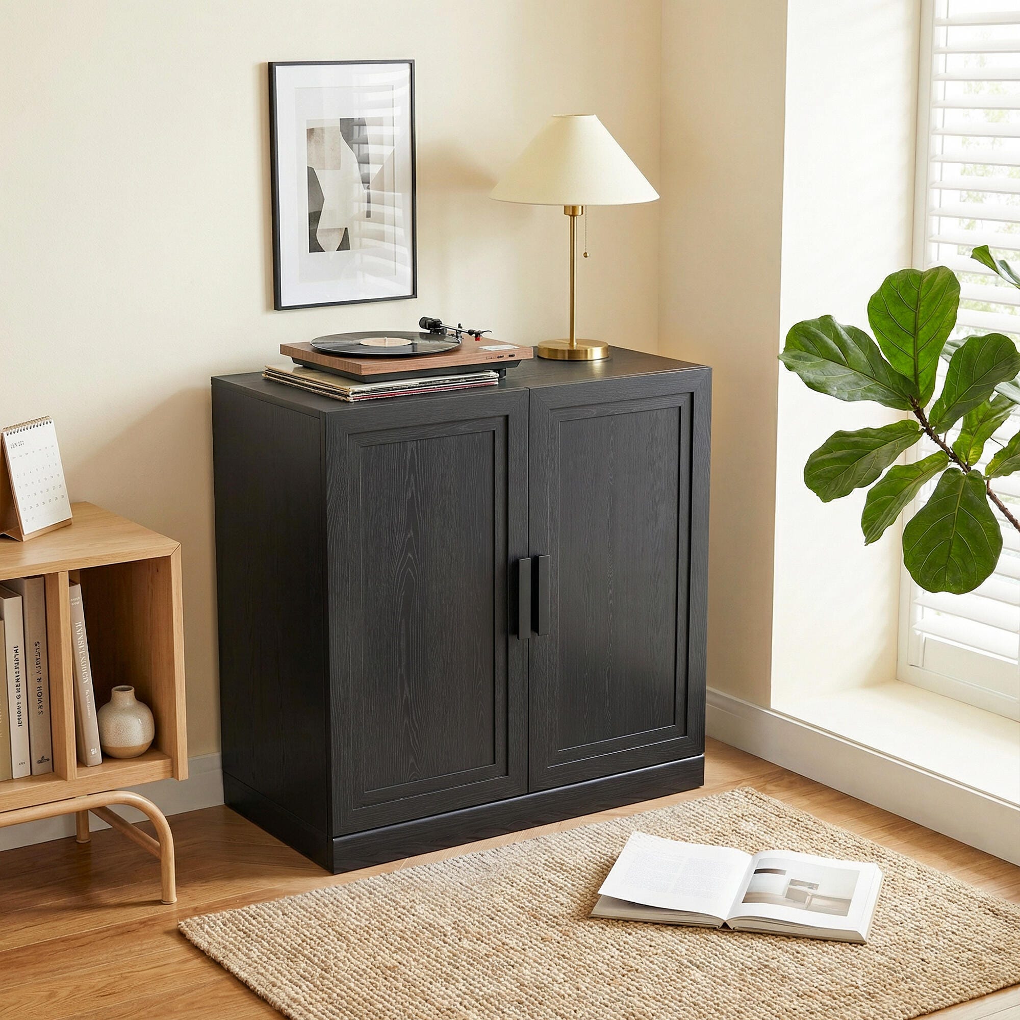 Dovelina Liora Short 31" Accent Cabinet, Black, large