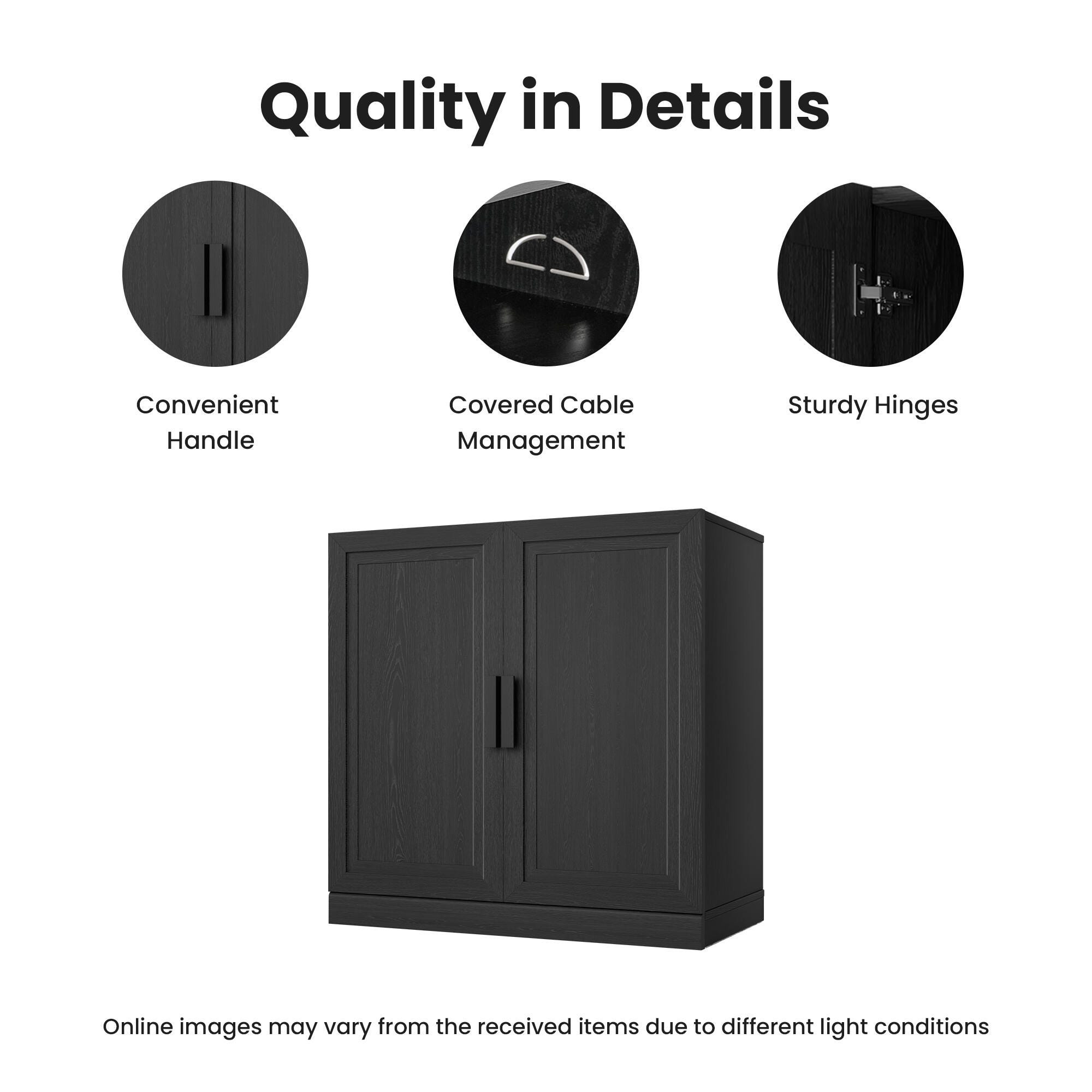 Dovelina Liora Short 31" Accent Cabinet, Black, large