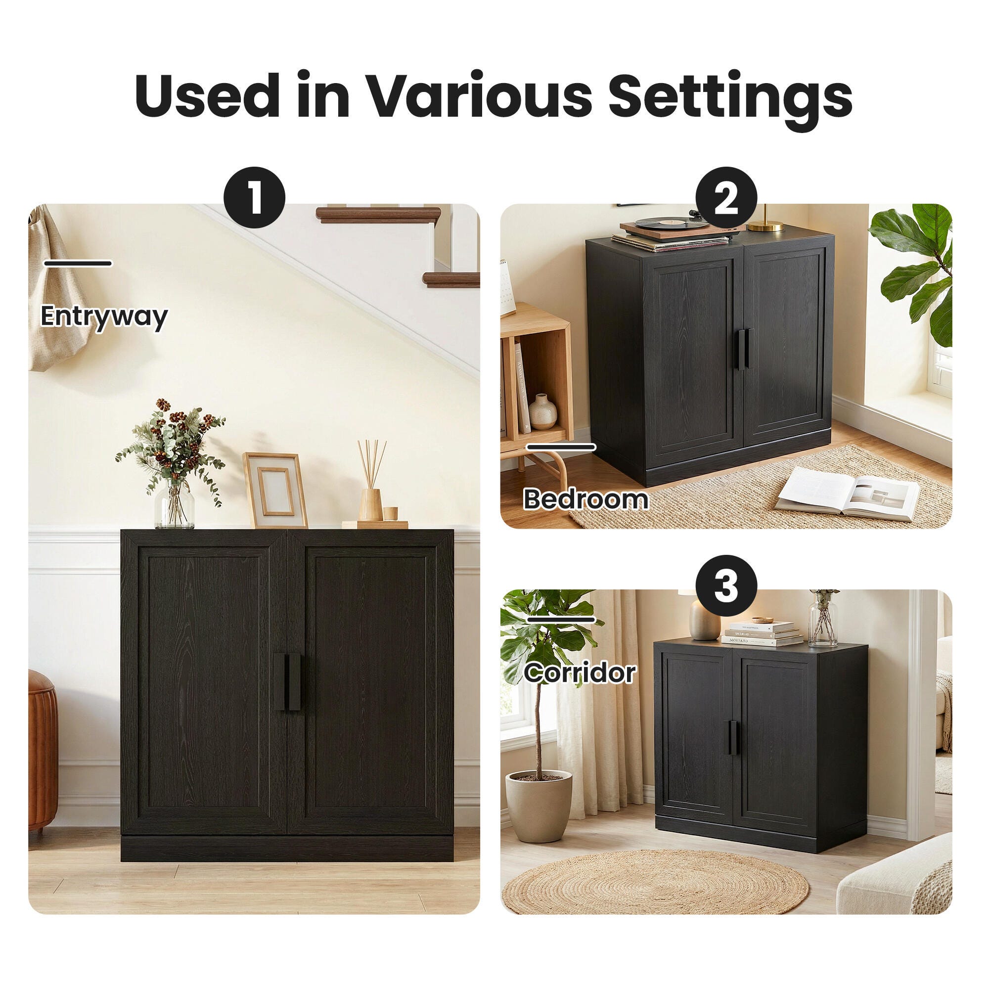 Dovelina Liora Short 31" Accent Cabinet, Black, large