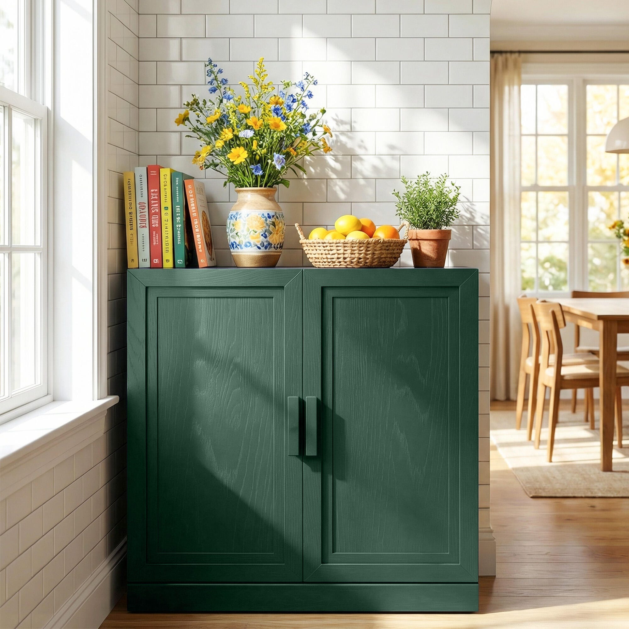 Dovelina Liora Short 31" Accent Cabinet, Green, large