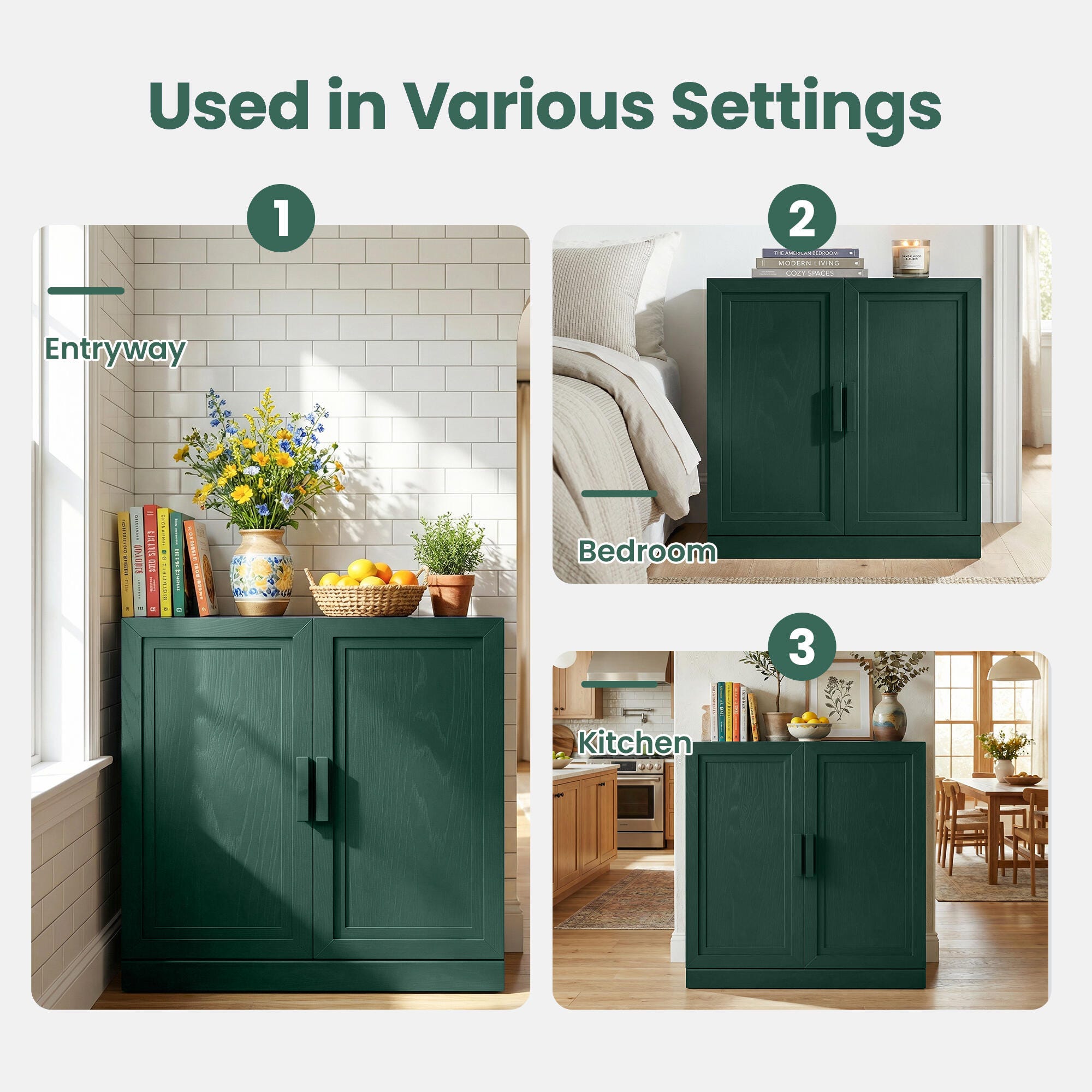 Dovelina Liora Short 31" Accent Cabinet, Green, large