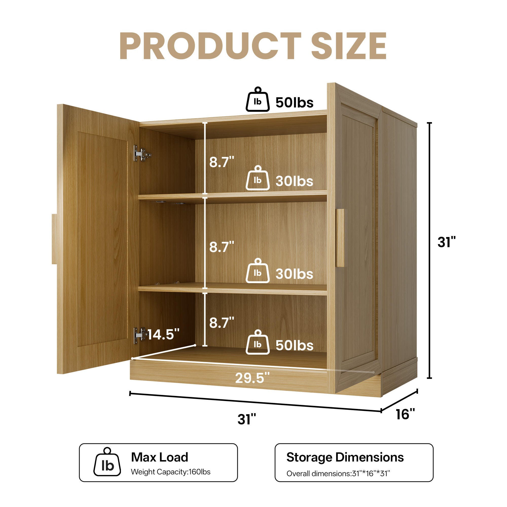 Dovelina Liora Short 31" Accent Cabinet, Natural, large