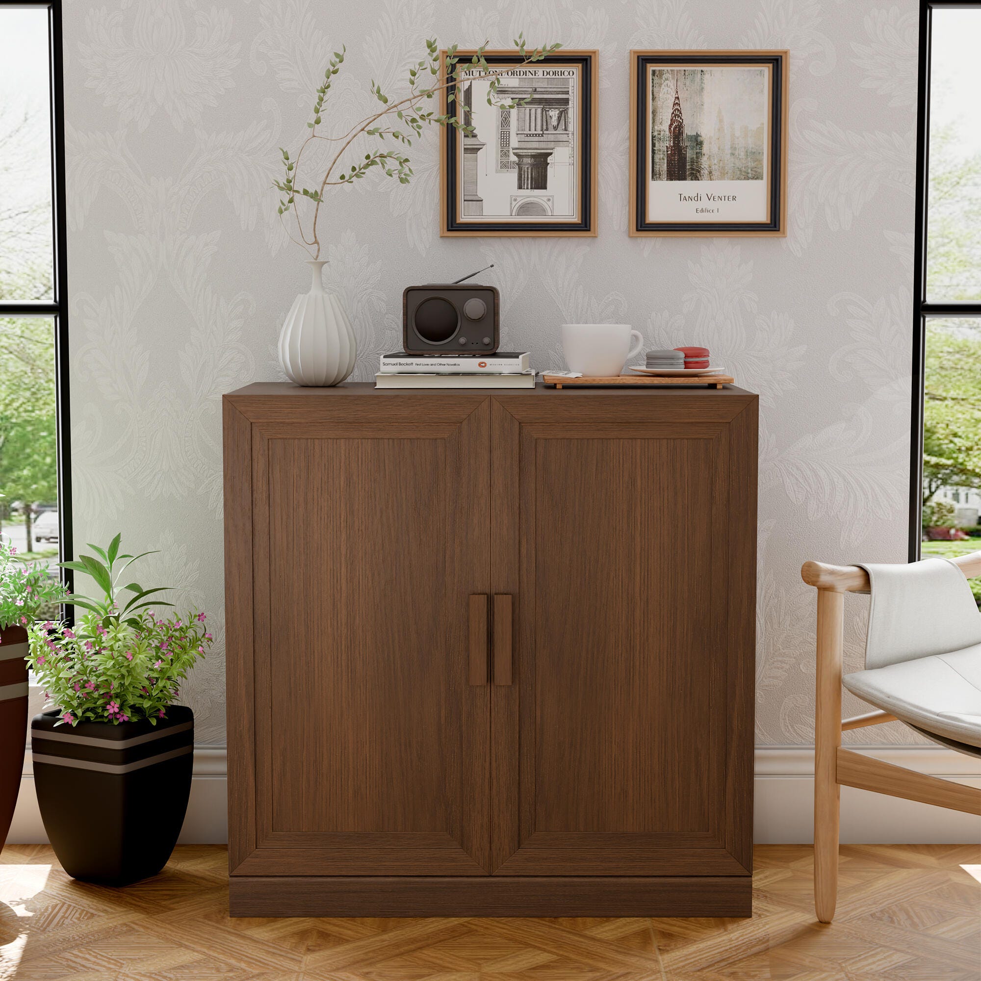 Dovelina Liora Short 31" Accent Cabinet, Walnut, rollover