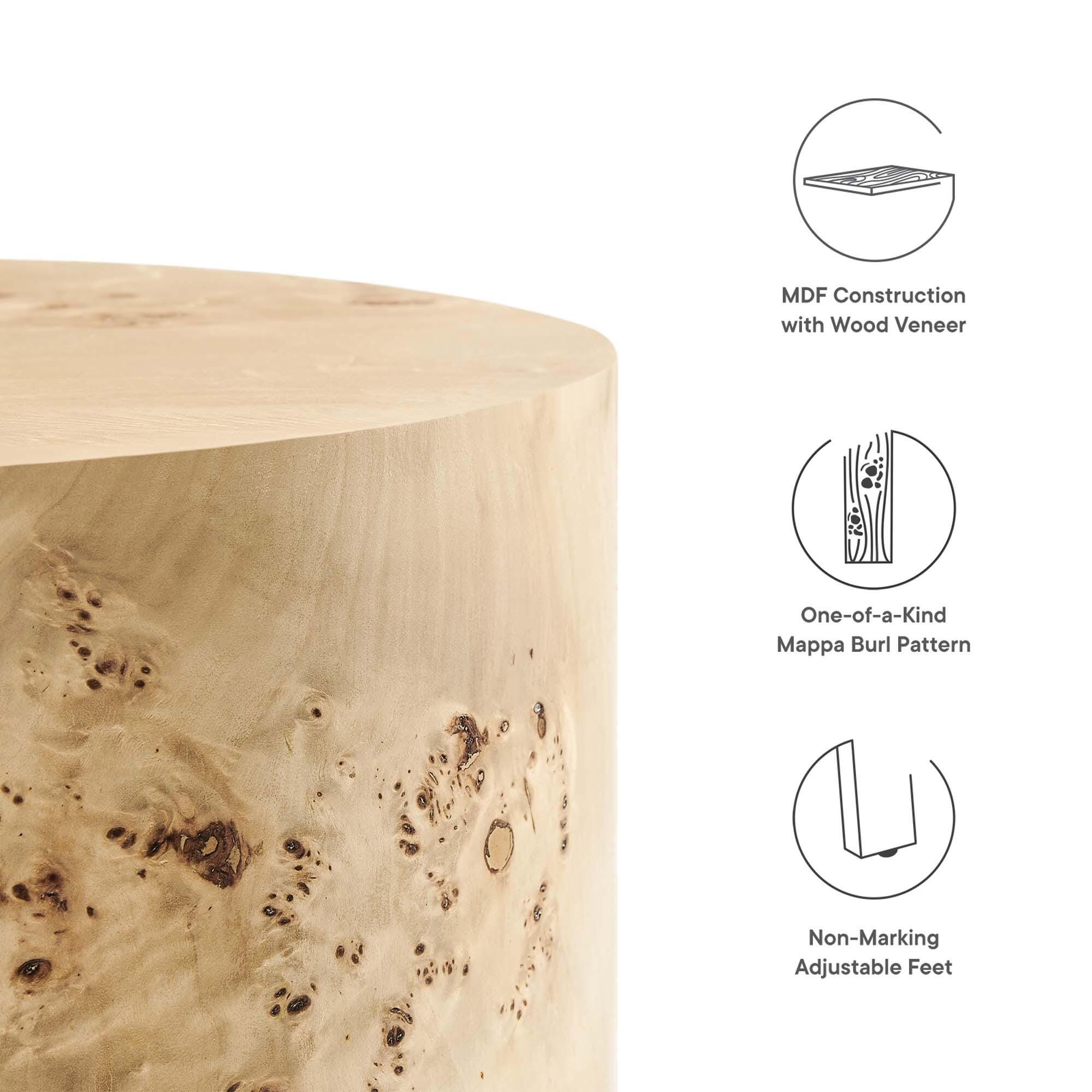 Modway Cosmos Round End Table, Natural, large
