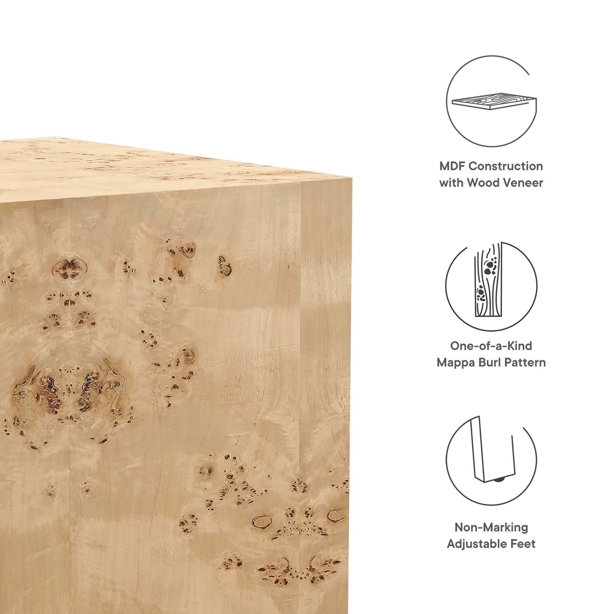 Modway Cosmos Square End Table, Natural, large