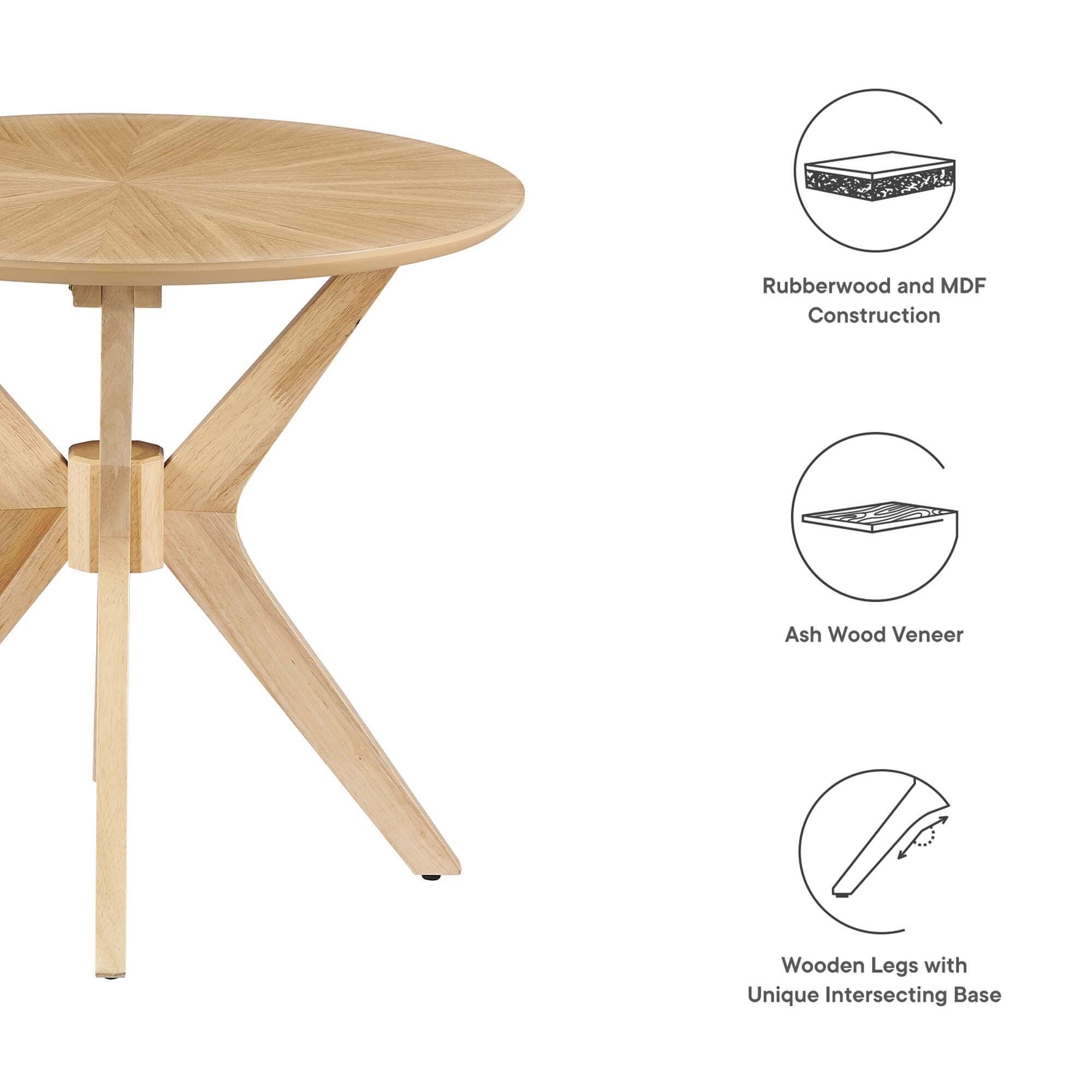 Modway Crossroads Round End Table, Oak, large
