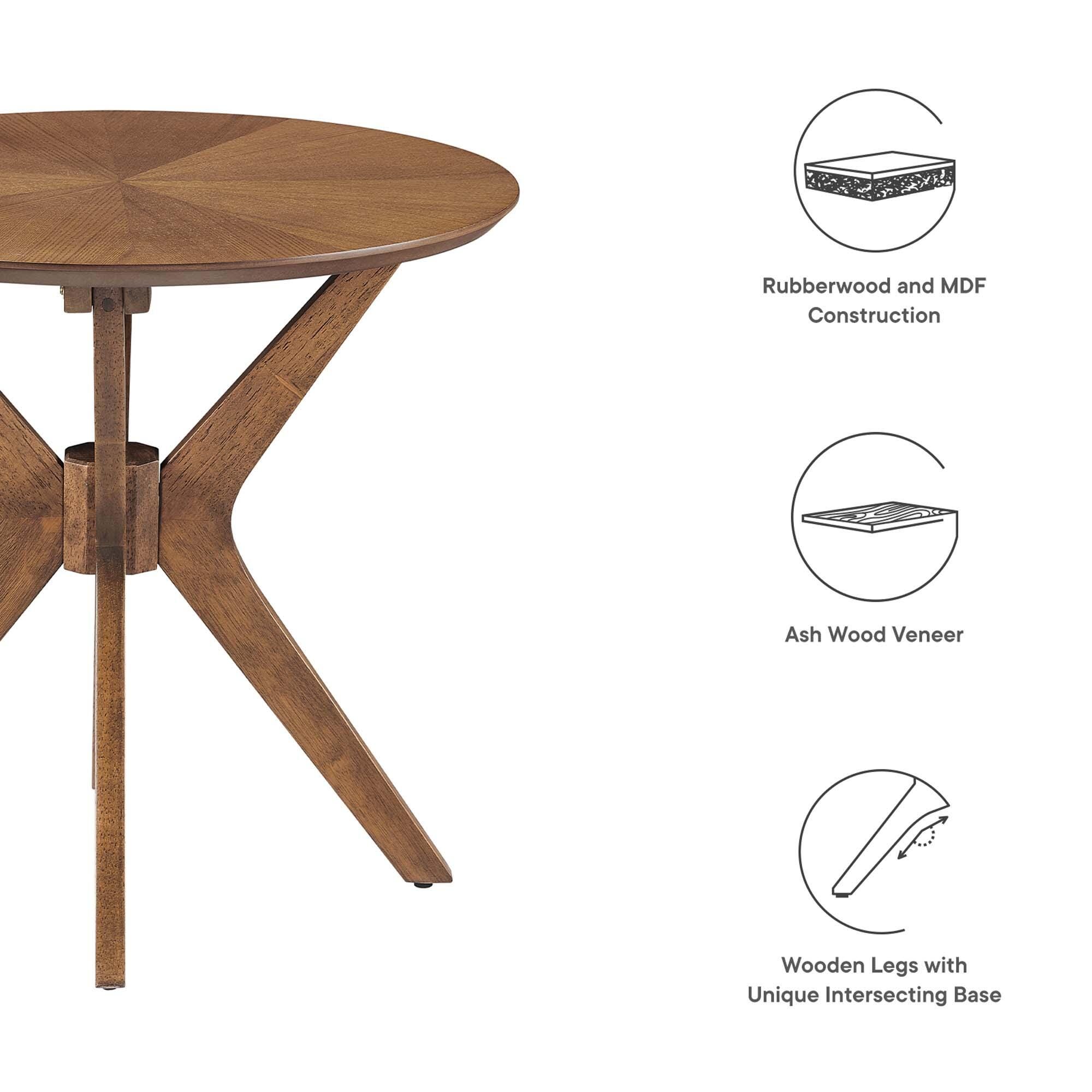 Modway Crossroads Round End Table, Walnut, large