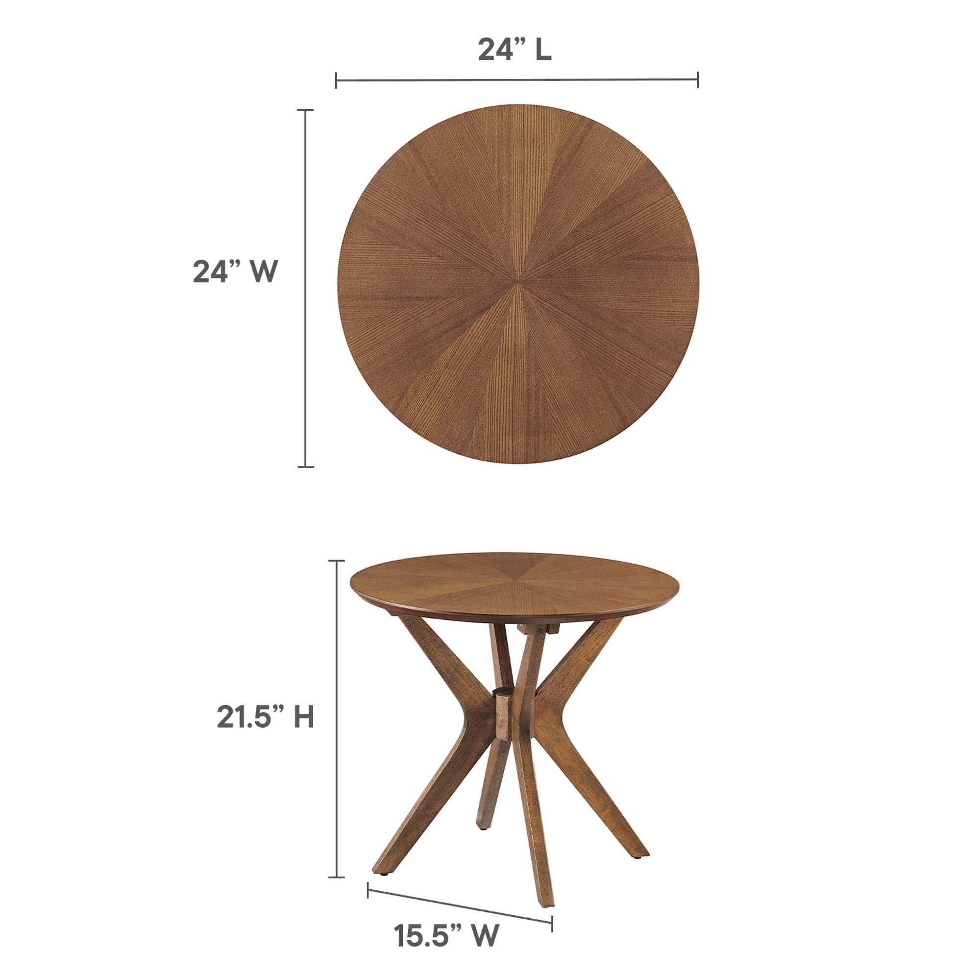 Modway Crossroads Round End Table, Walnut, large