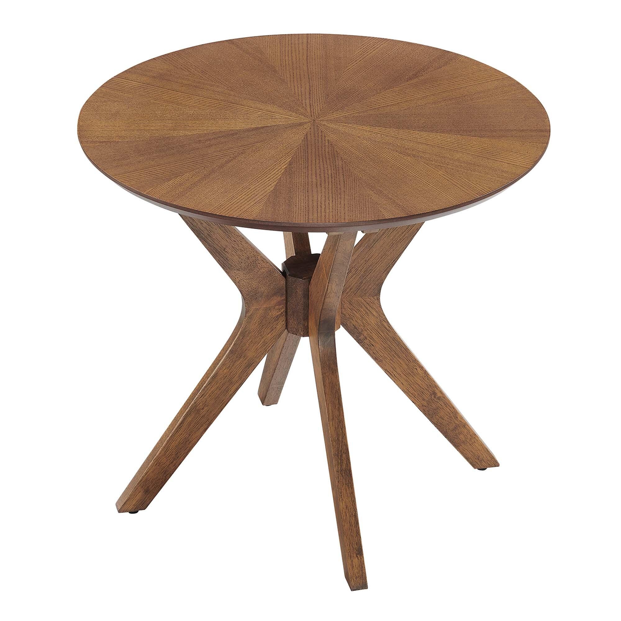 Modway Crossroads Round End Table, Walnut, large