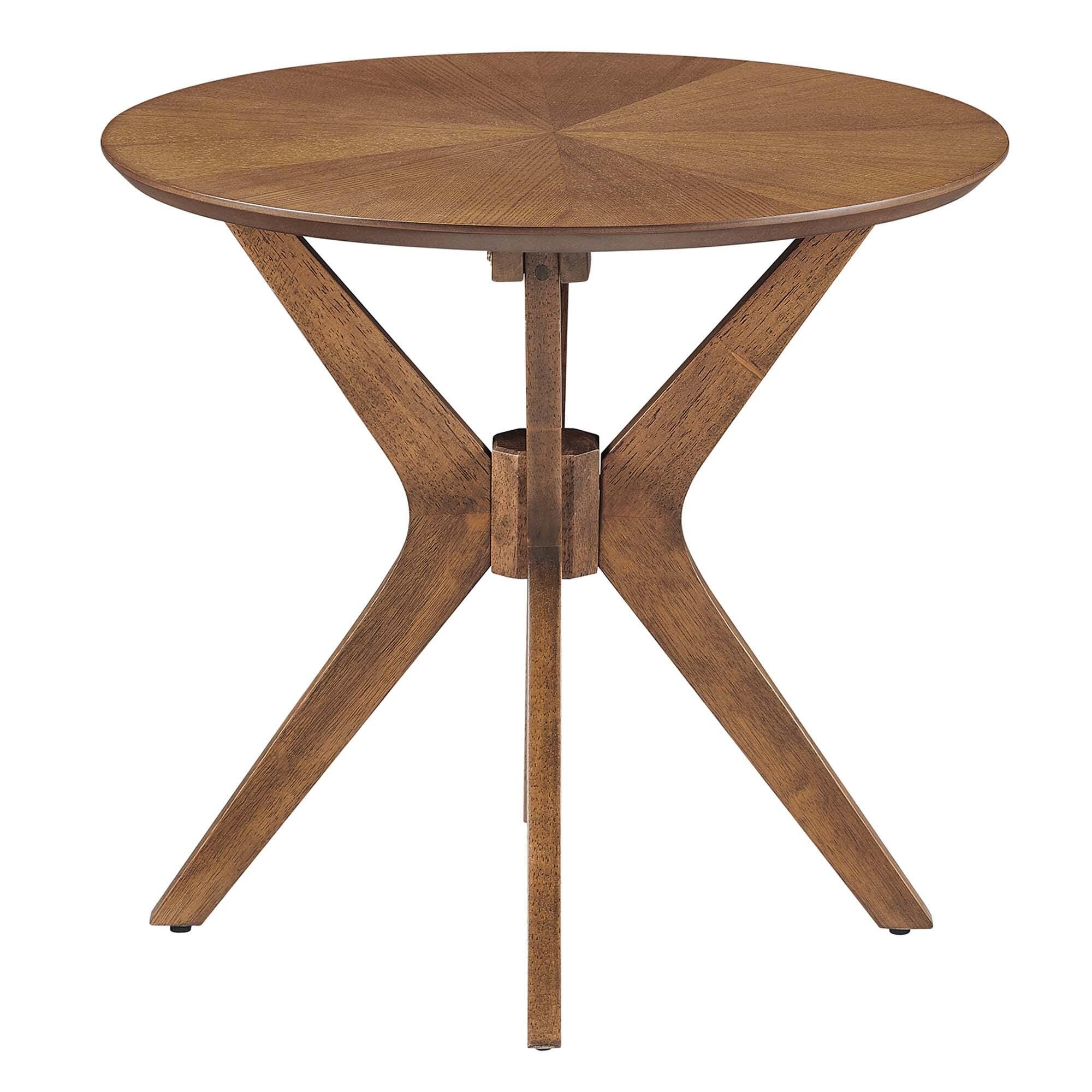Modway Crossroads Round End Table, Walnut, large