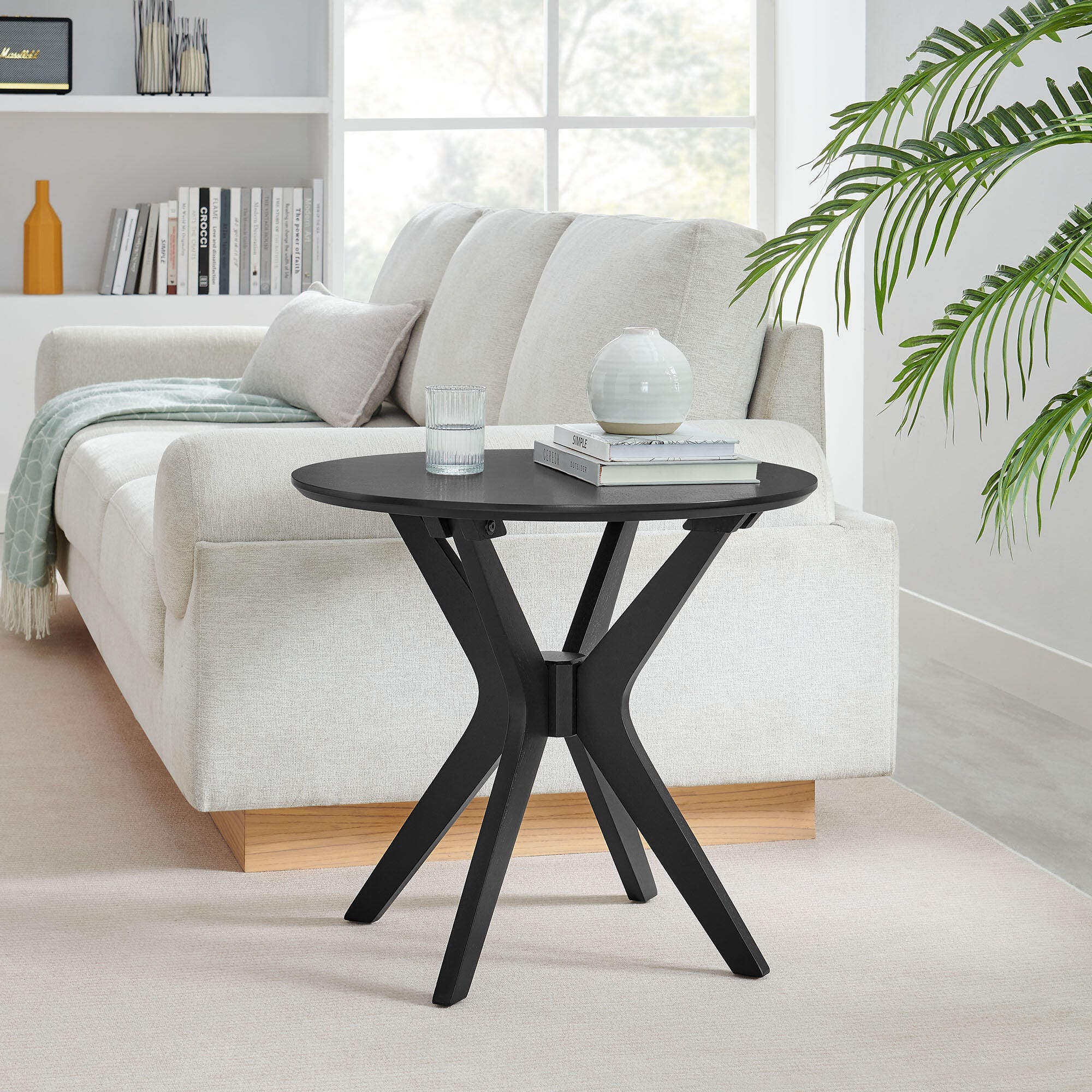 Modway Crossroads Round End Table, Black, large