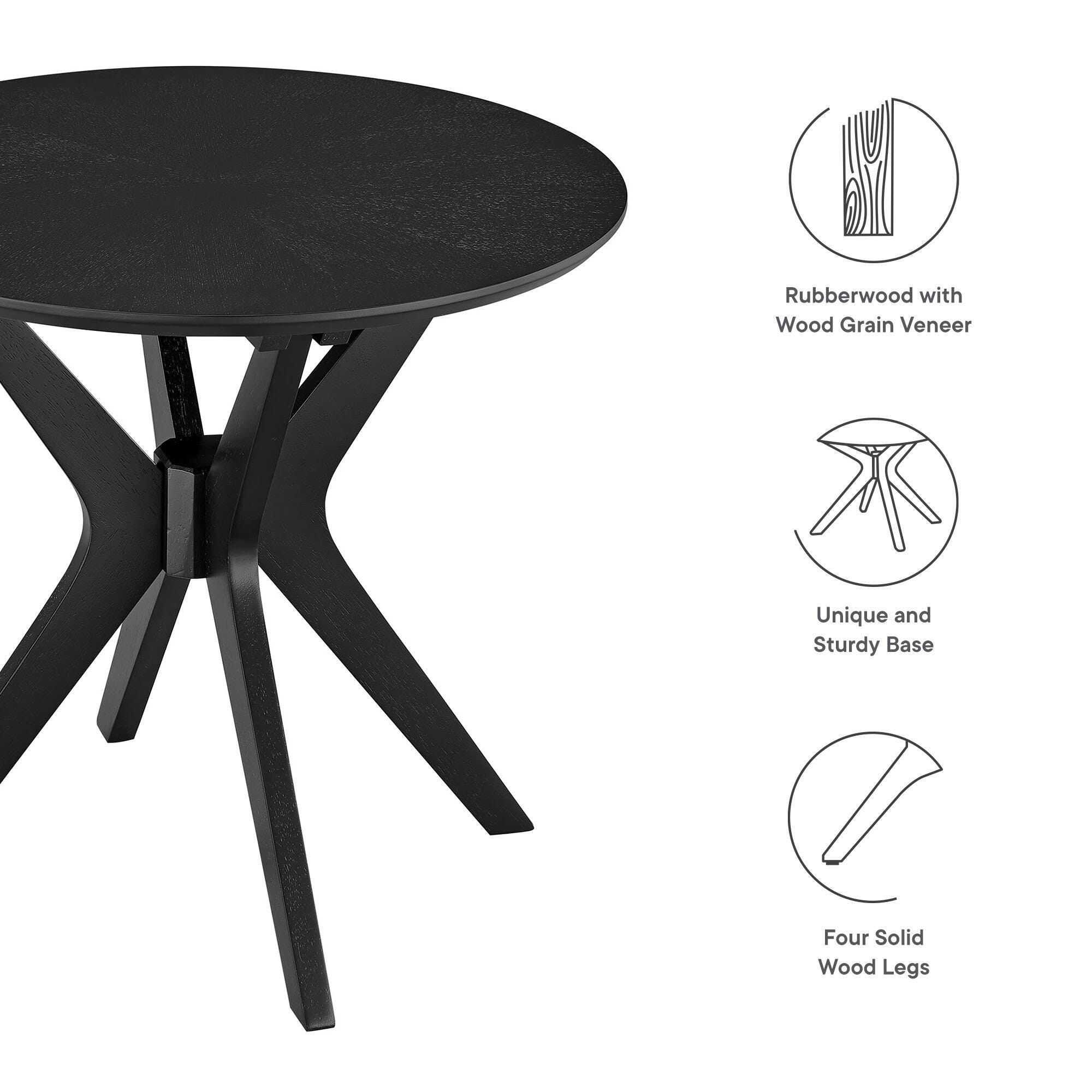 Modway Crossroads Round End Table, Black, large