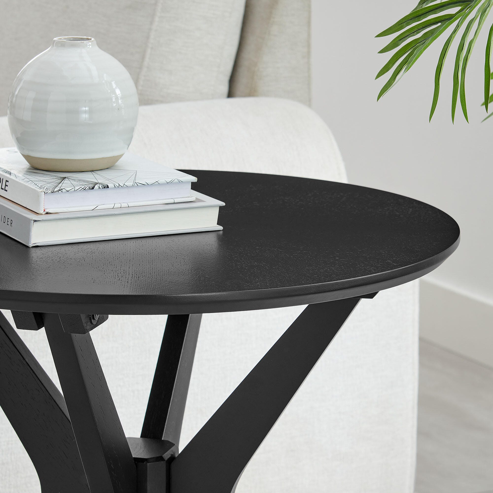 Modway Crossroads Round End Table, Black, large