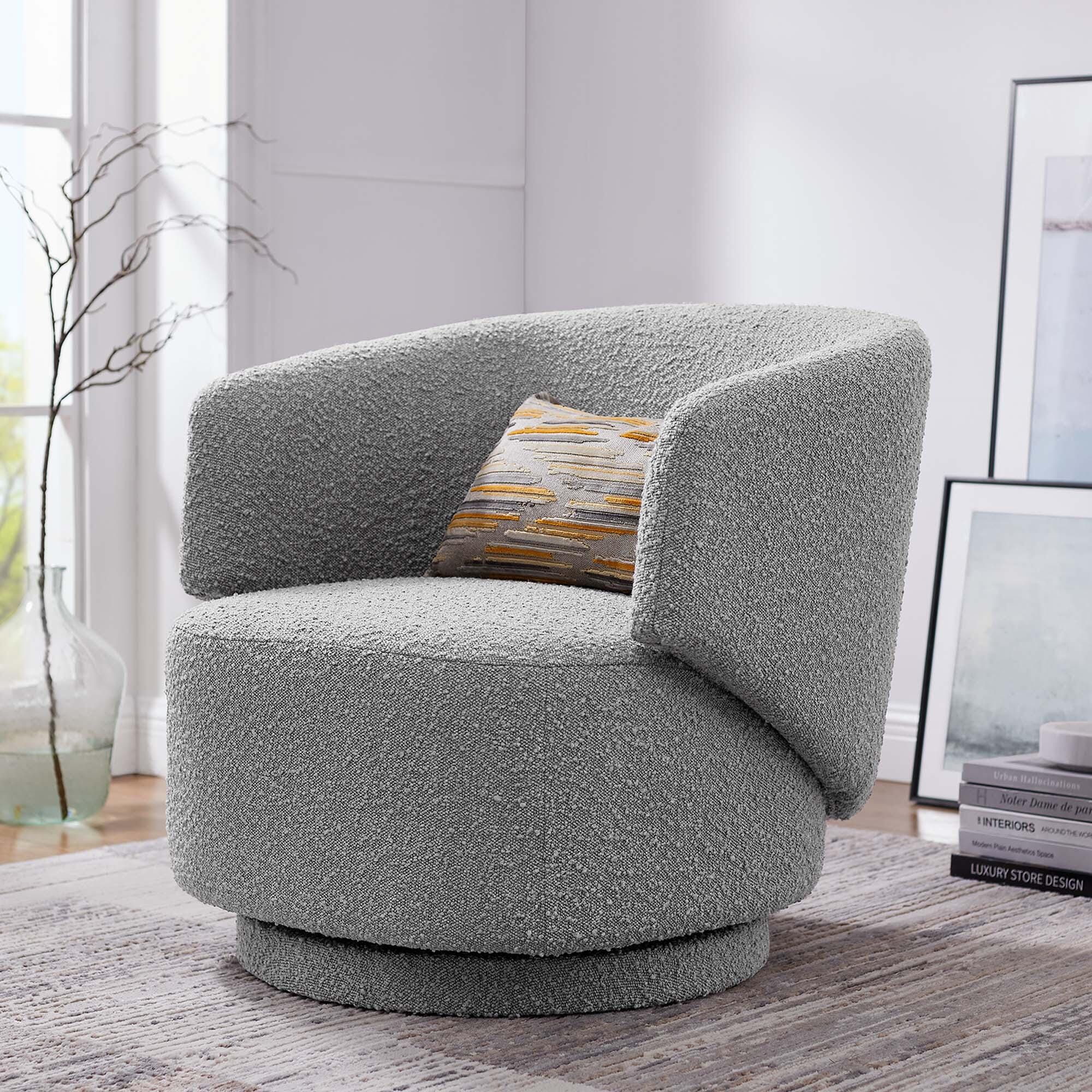 Modway Celestia Swivel Accent Chair, Light Gray, rollover