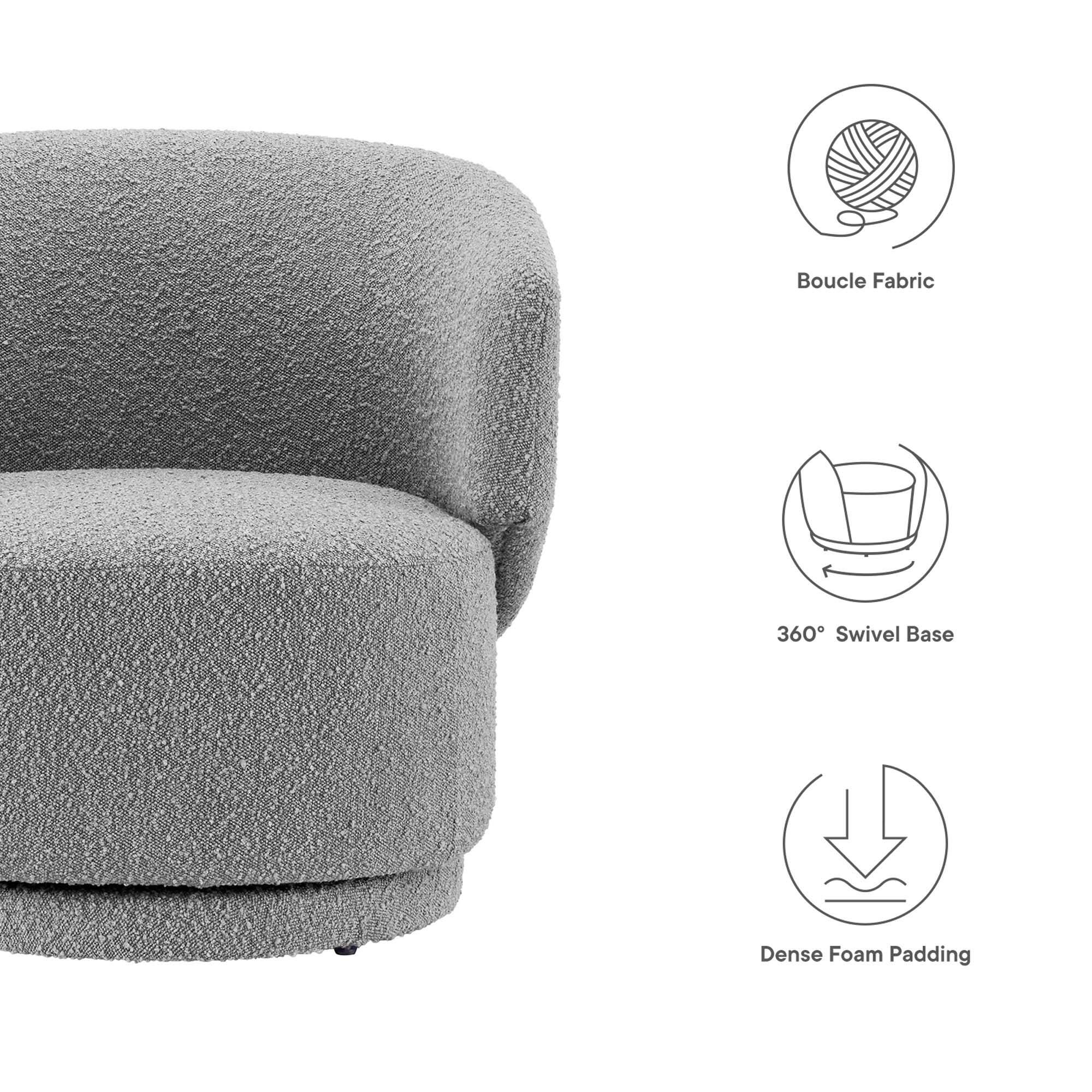 Modway Celestia Swivel Accent Chair, Light Gray, large
