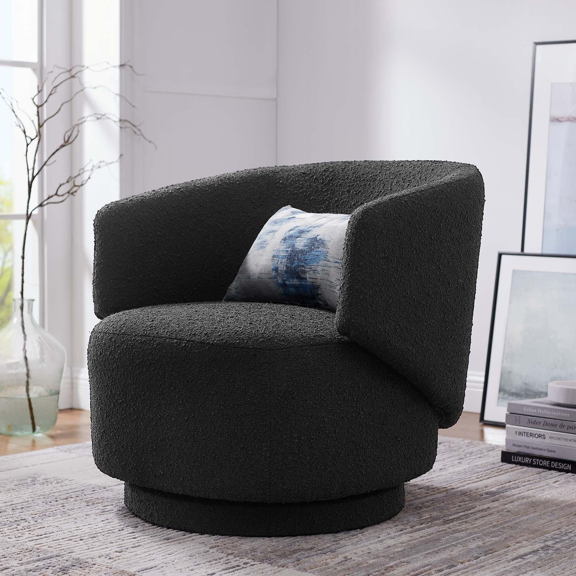 Modway Celestia Swivel Accent Chair, Black, rollover