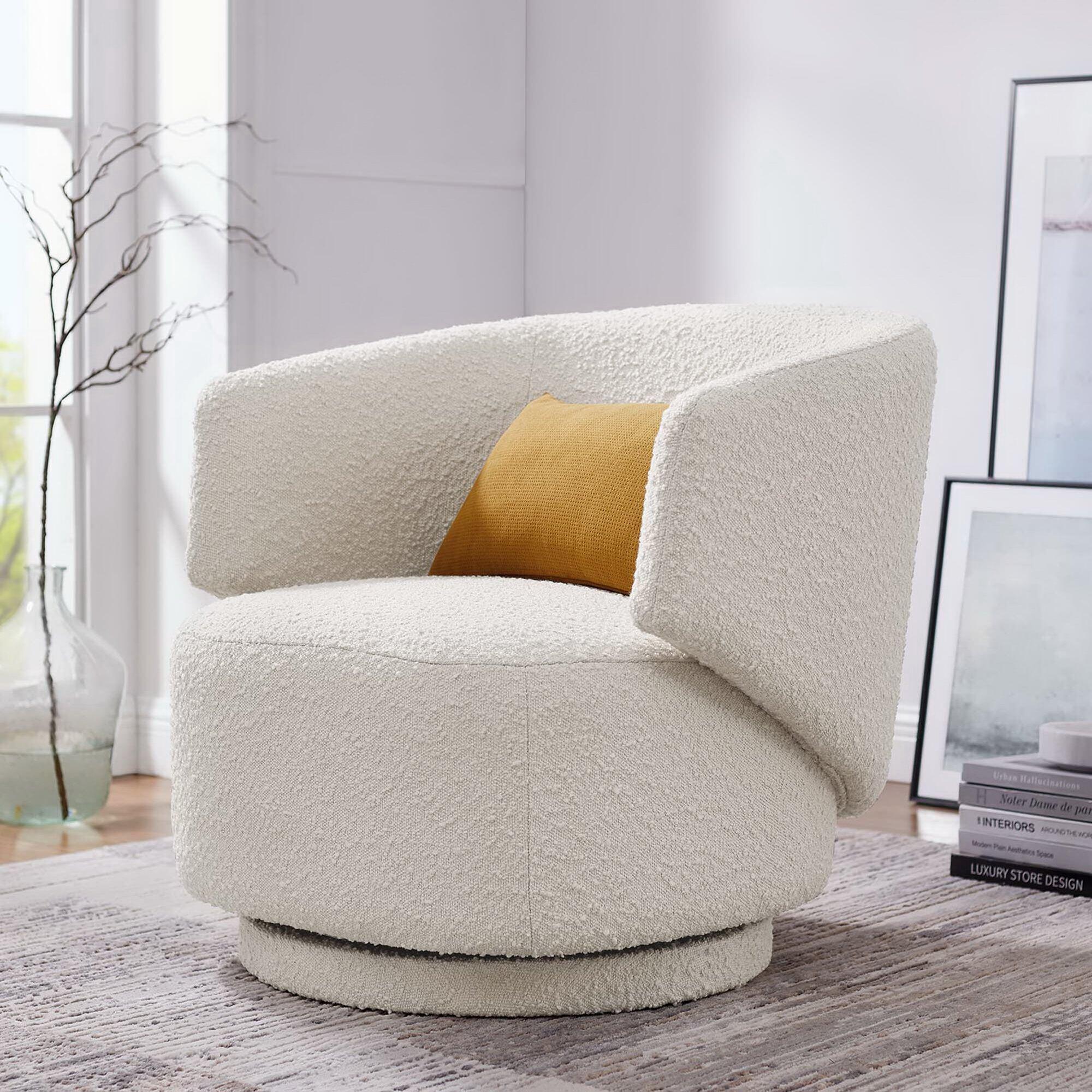 Modway Celestia Swivel Accent Chair, Ivory, rollover