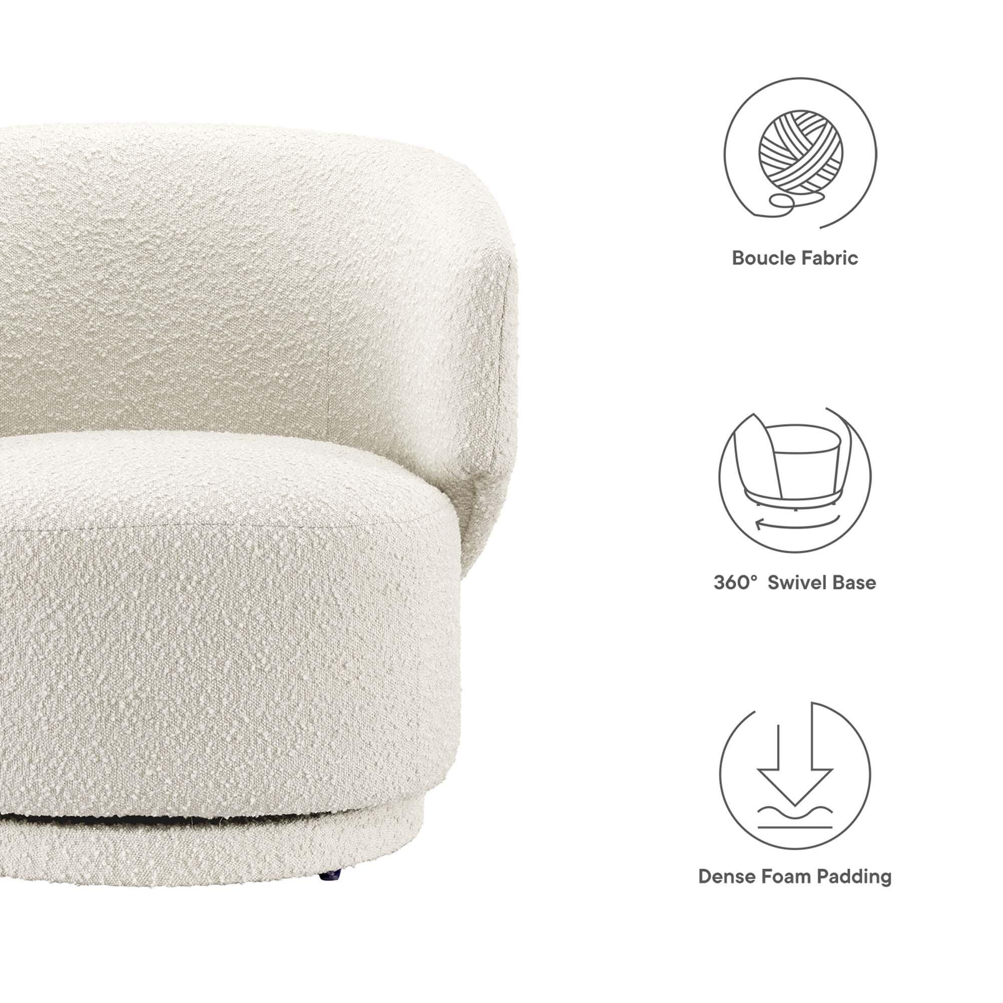 Modway Celestia Swivel Accent Chair, Ivory, large