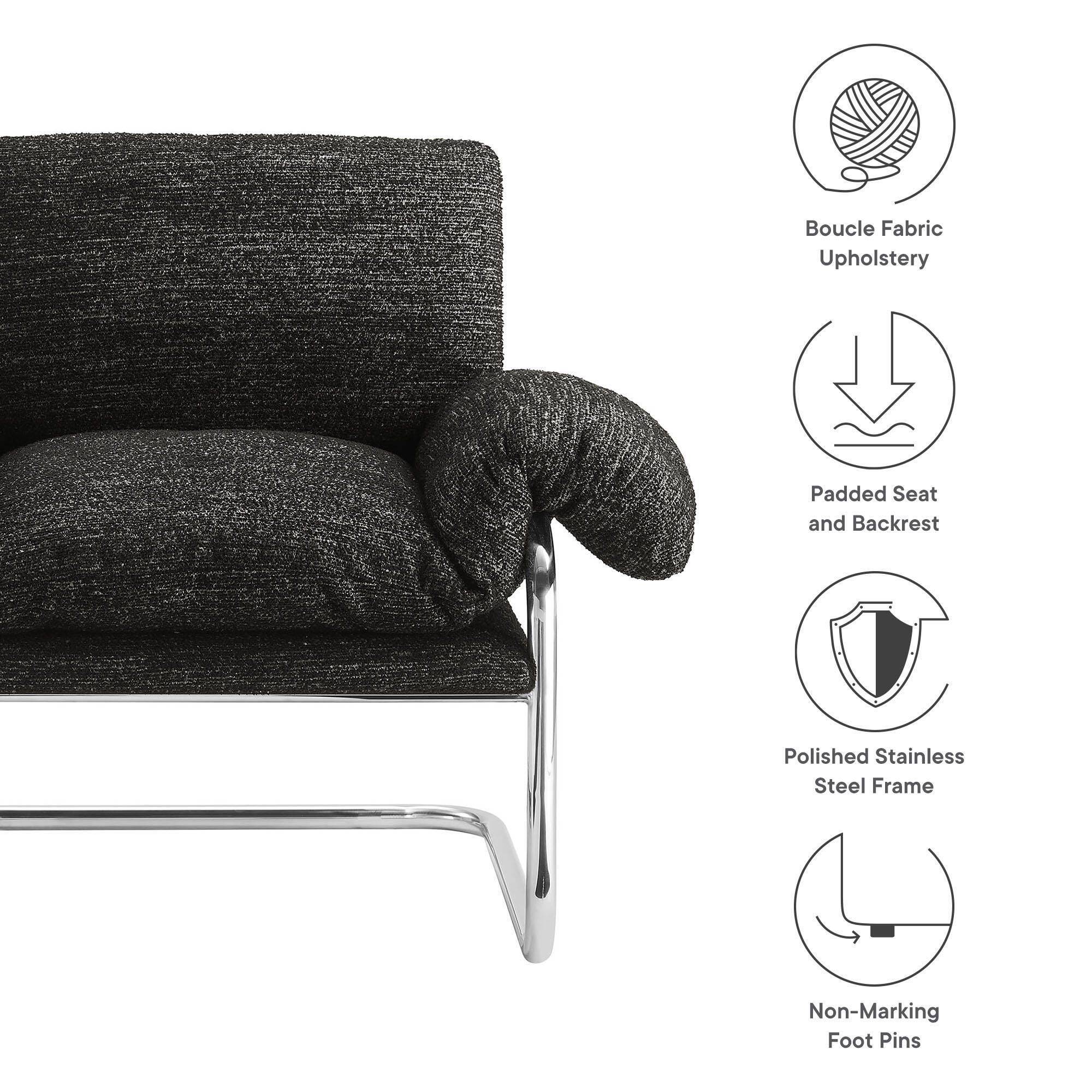 Modway Ansel Accent Chair, Charcoal, large