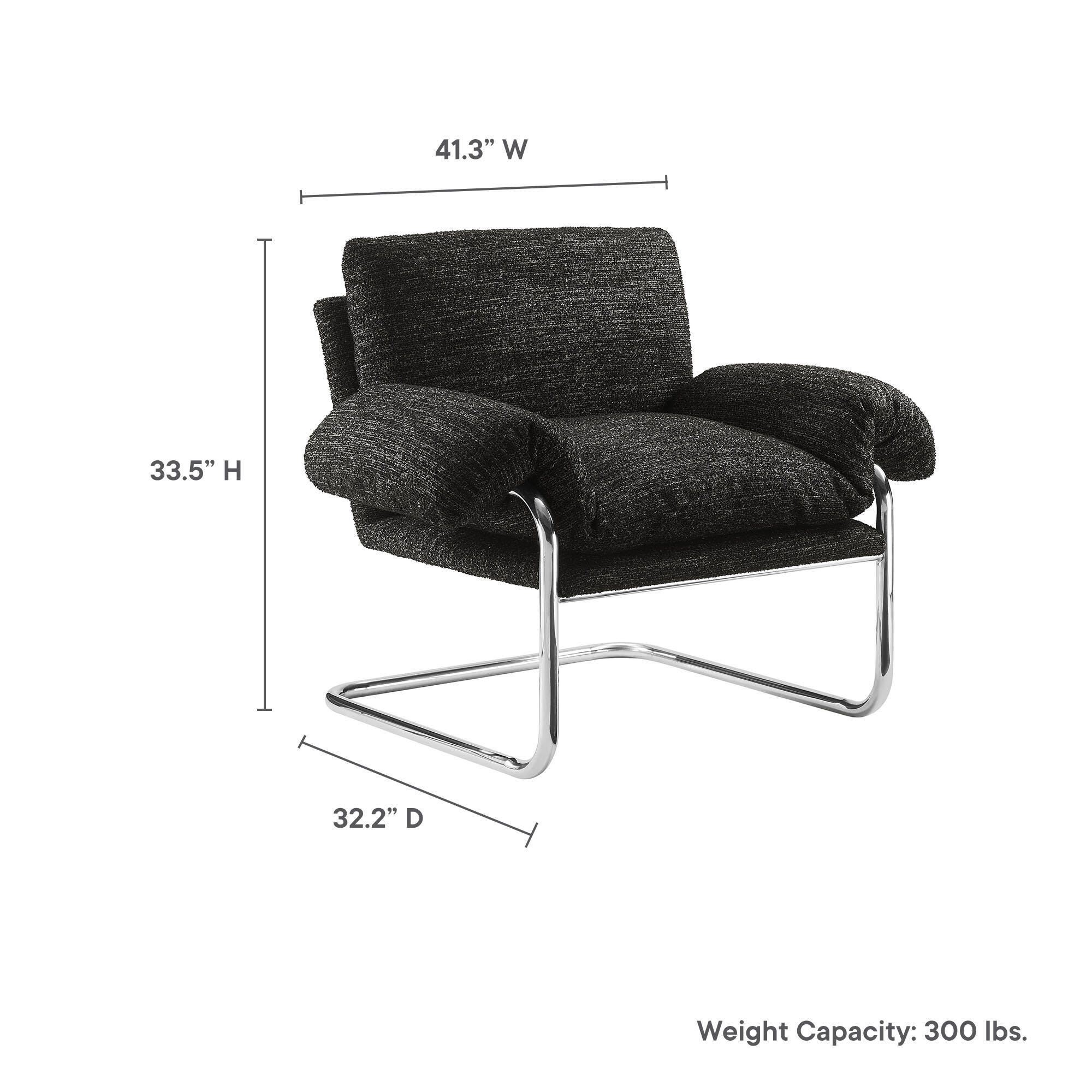 Modway Ansel Accent Chair, Charcoal, large