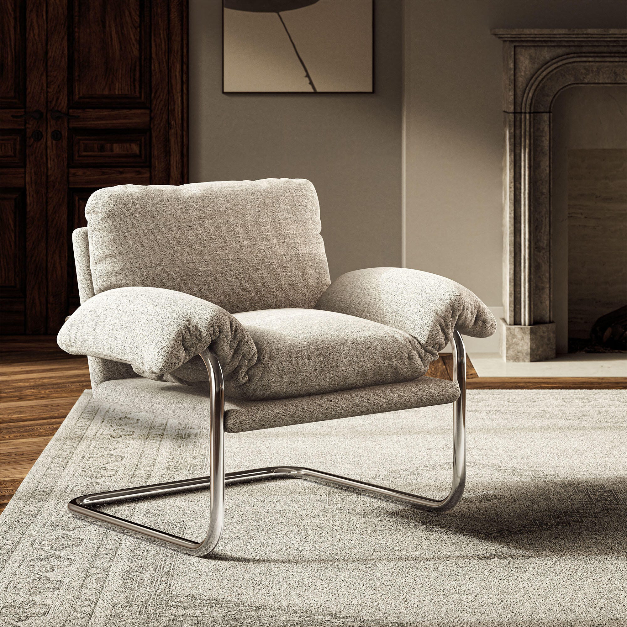 Modway Ansel Accent Chair, Newsprint, large