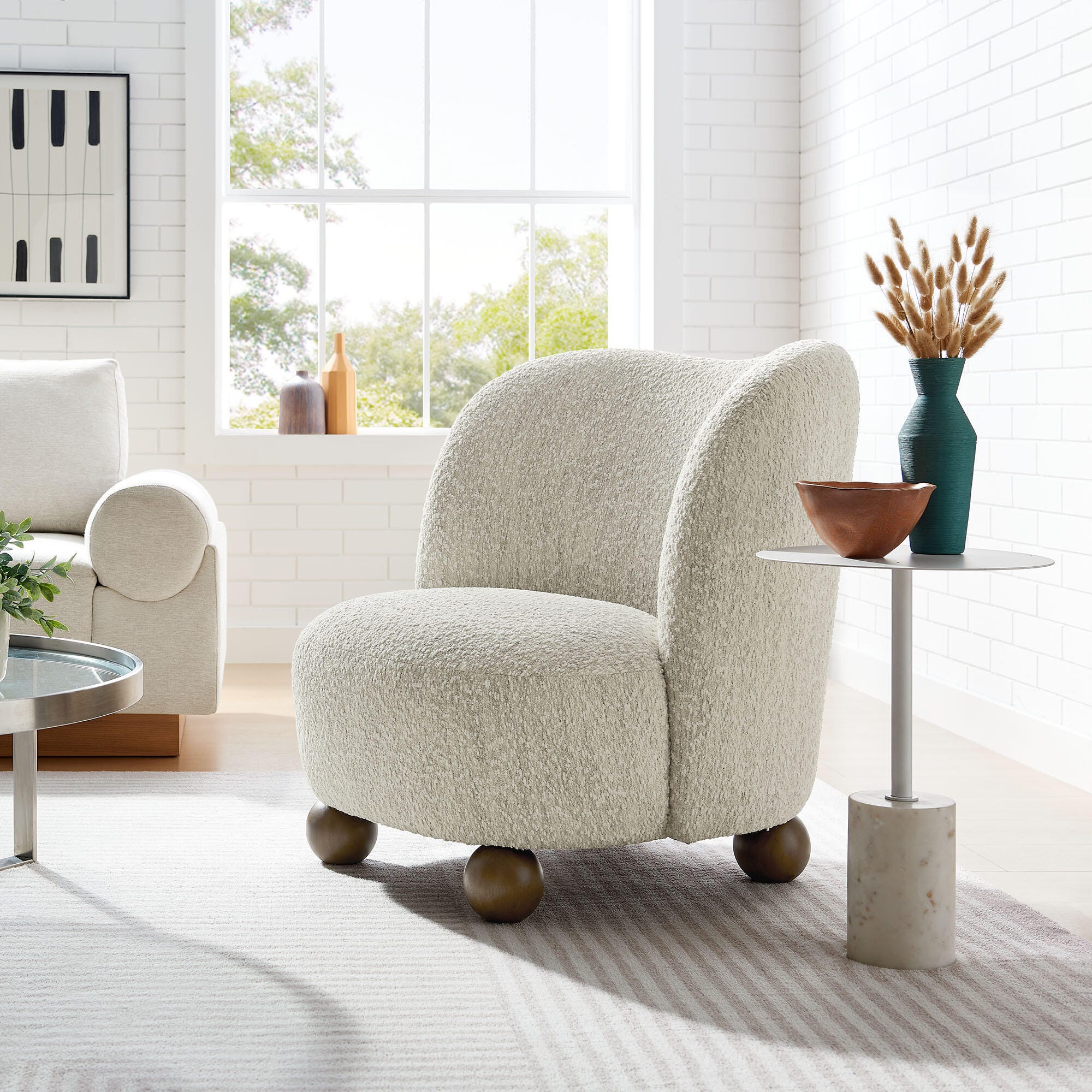 Modway Monroe Accent Chair, Ivory/Walnut, rollover