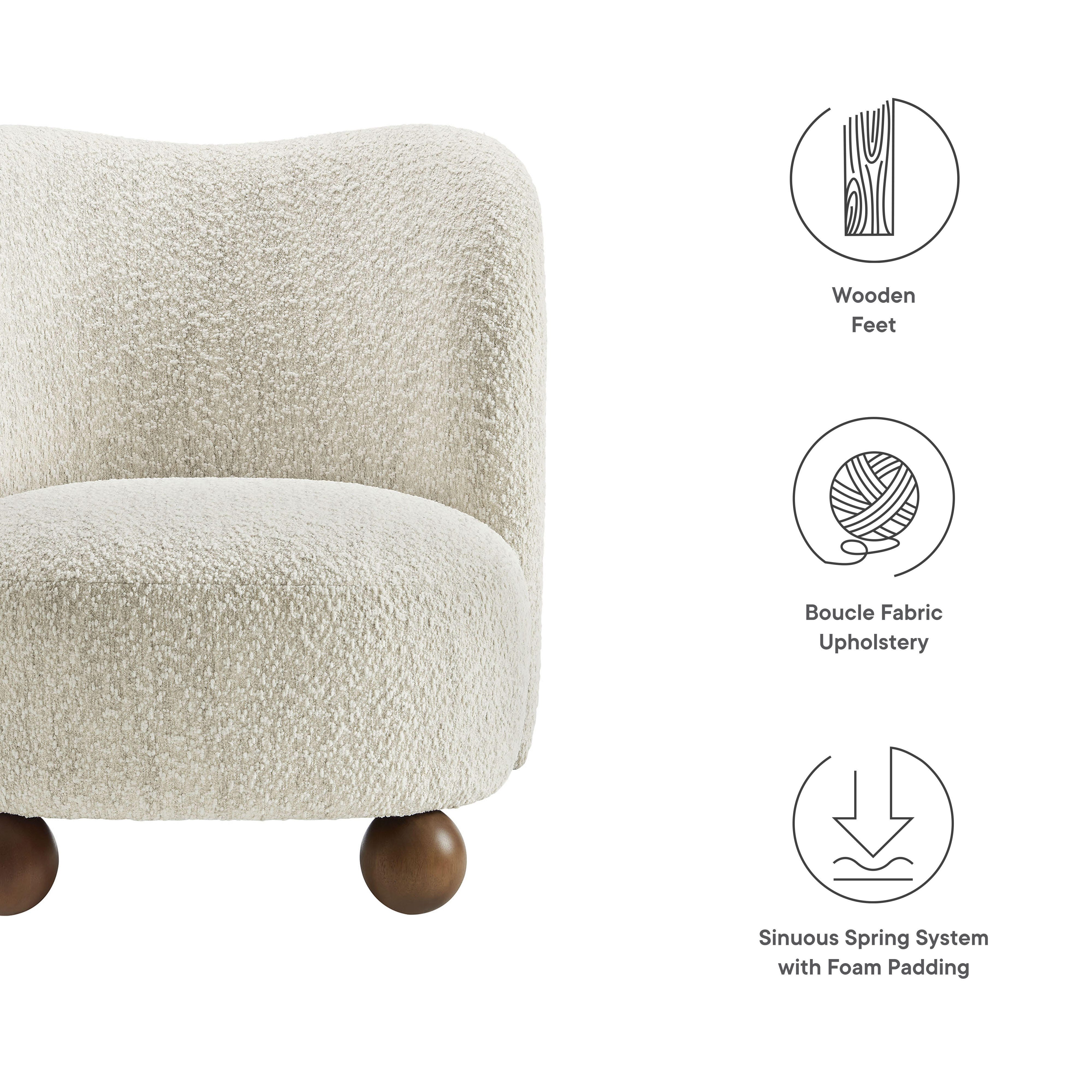 Modway Monroe Accent Chair, Ivory/Walnut, large