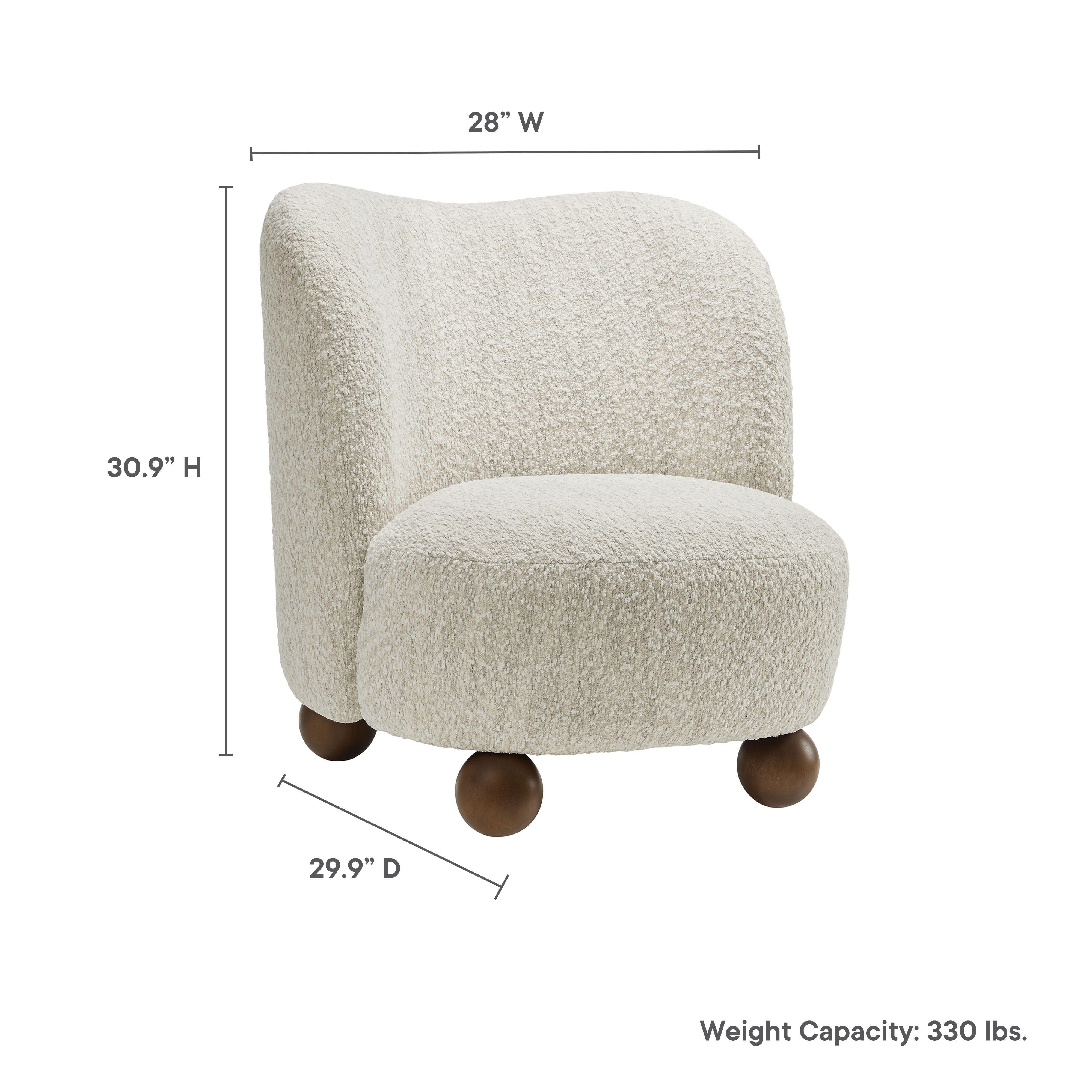 Modway Monroe Accent Chair, Ivory/Walnut, large