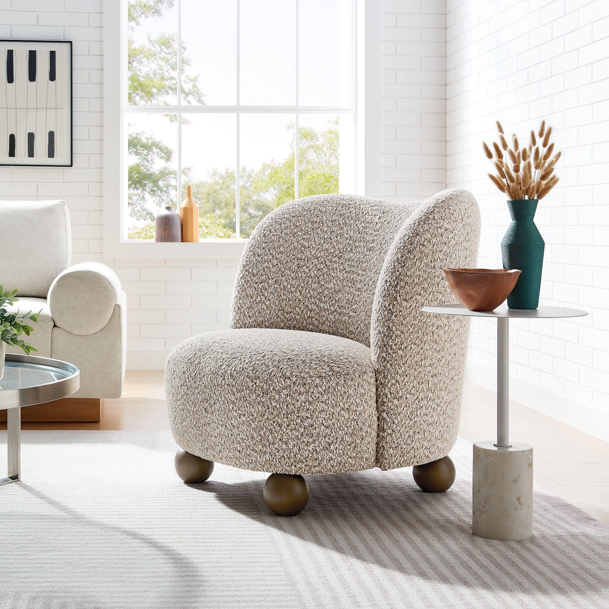 Modway Monroe Accent Chair, Beige/Walnut, rollover