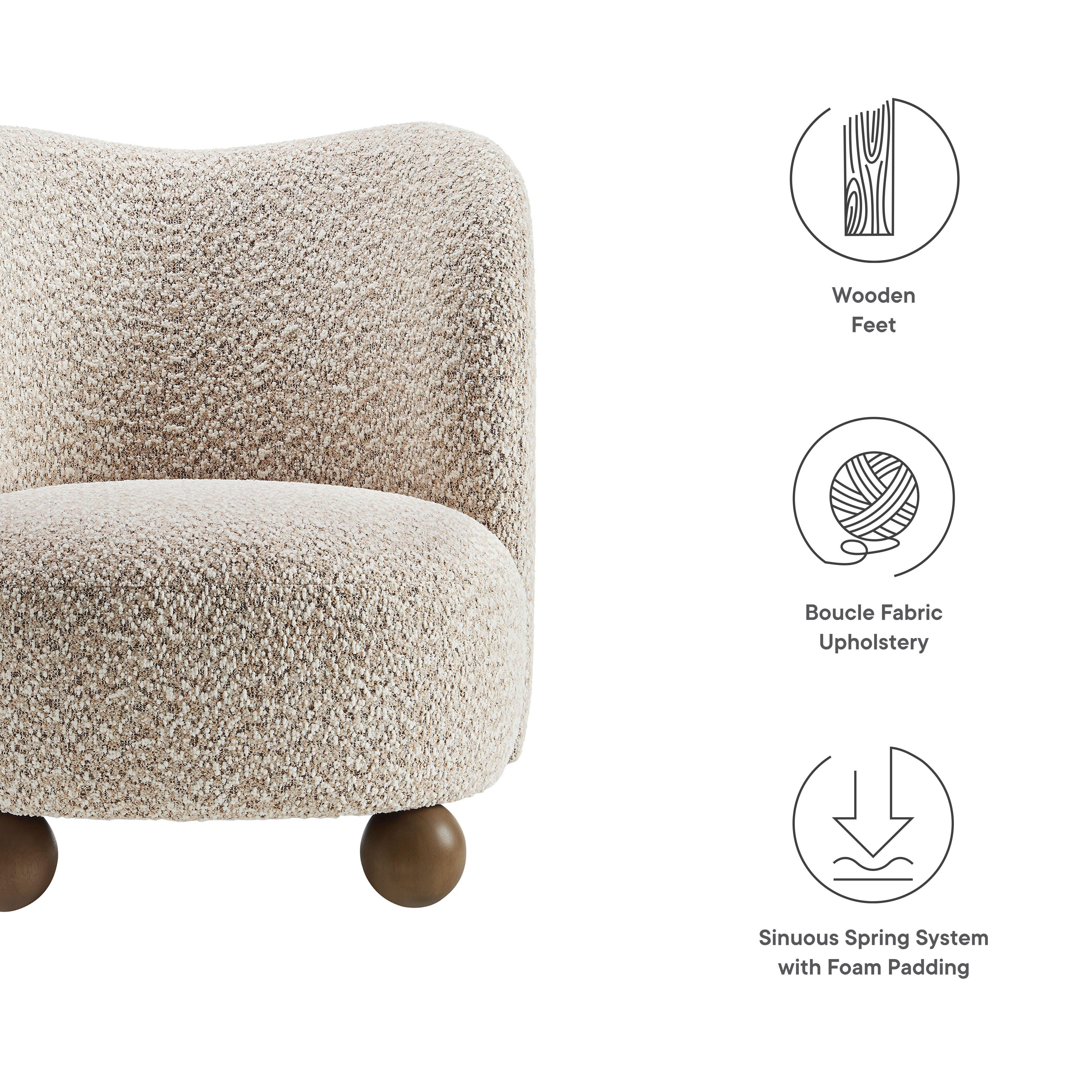 Modway Monroe Accent Chair, Beige/Walnut, large