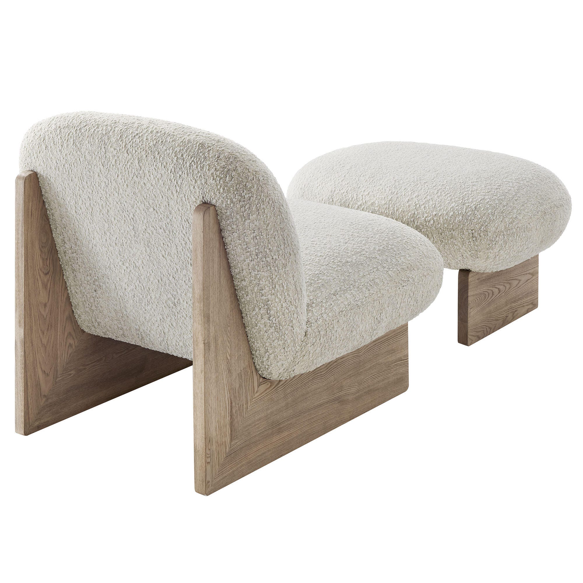 Modway Loyal Accent Chair with Ottoman, Pearl Oak/Gray, large