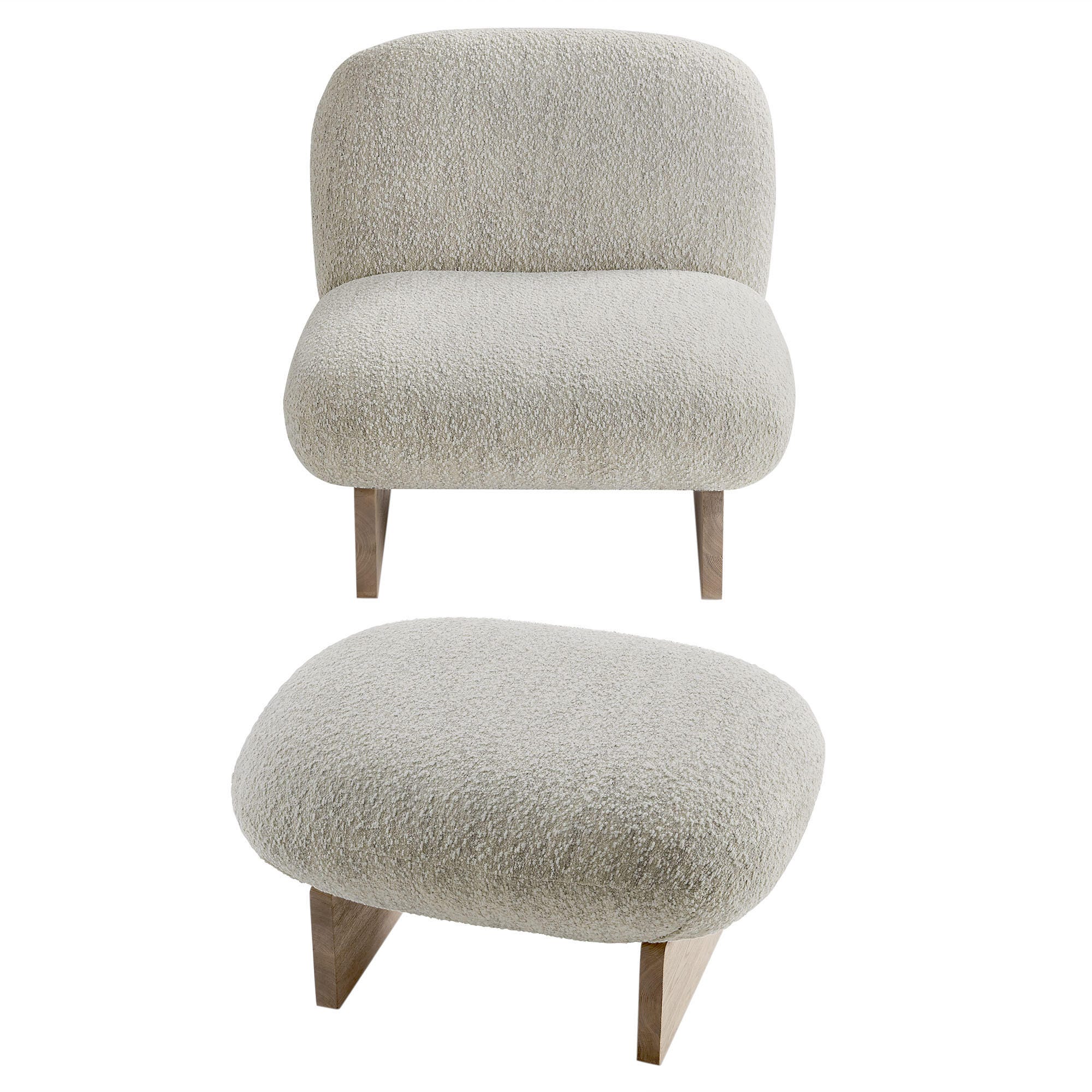 Modway Loyal Accent Chair with Ottoman, Pearl Oak/Gray, large