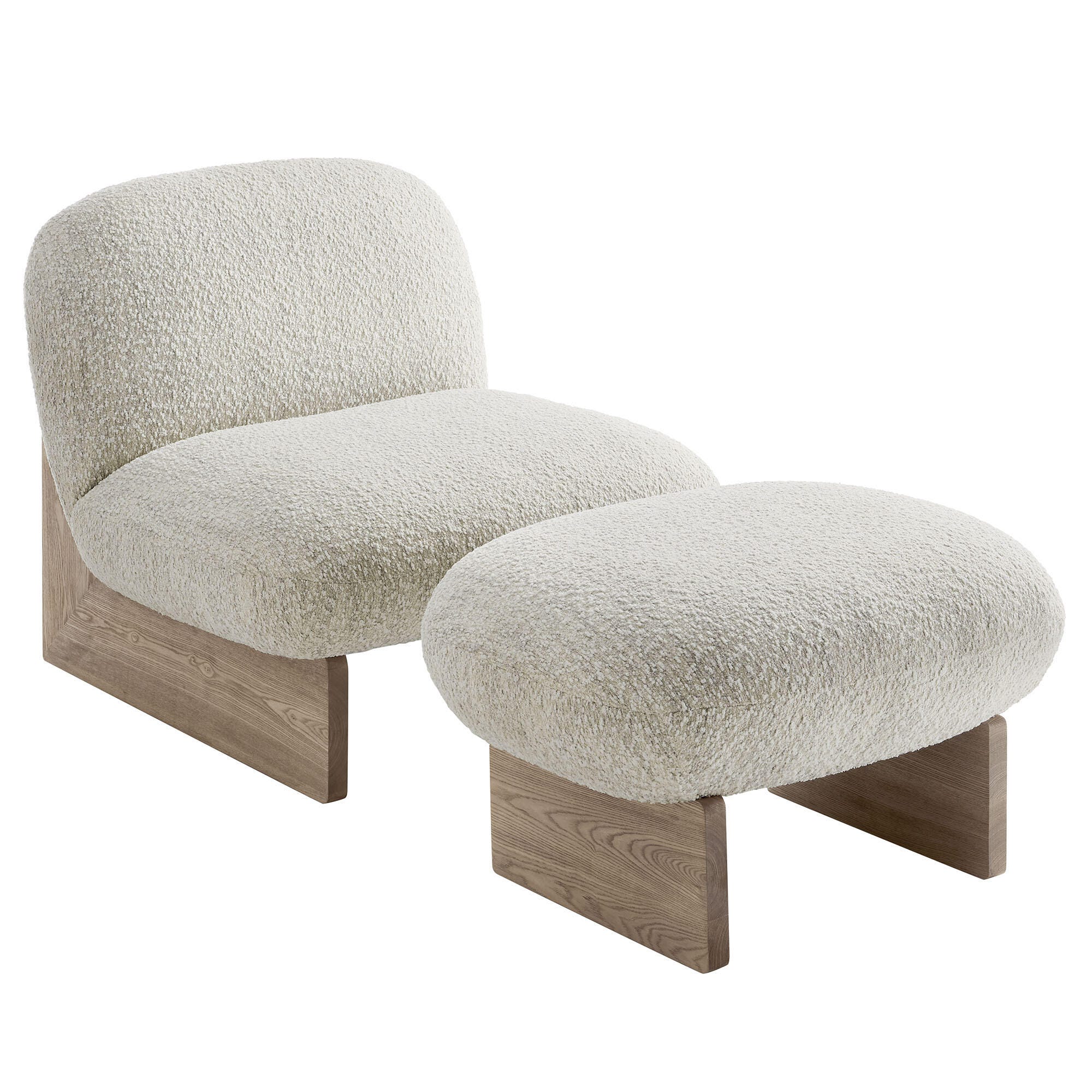 Modway Loyal Accent Chair with Ottoman, Pearl Oak/Gray, large