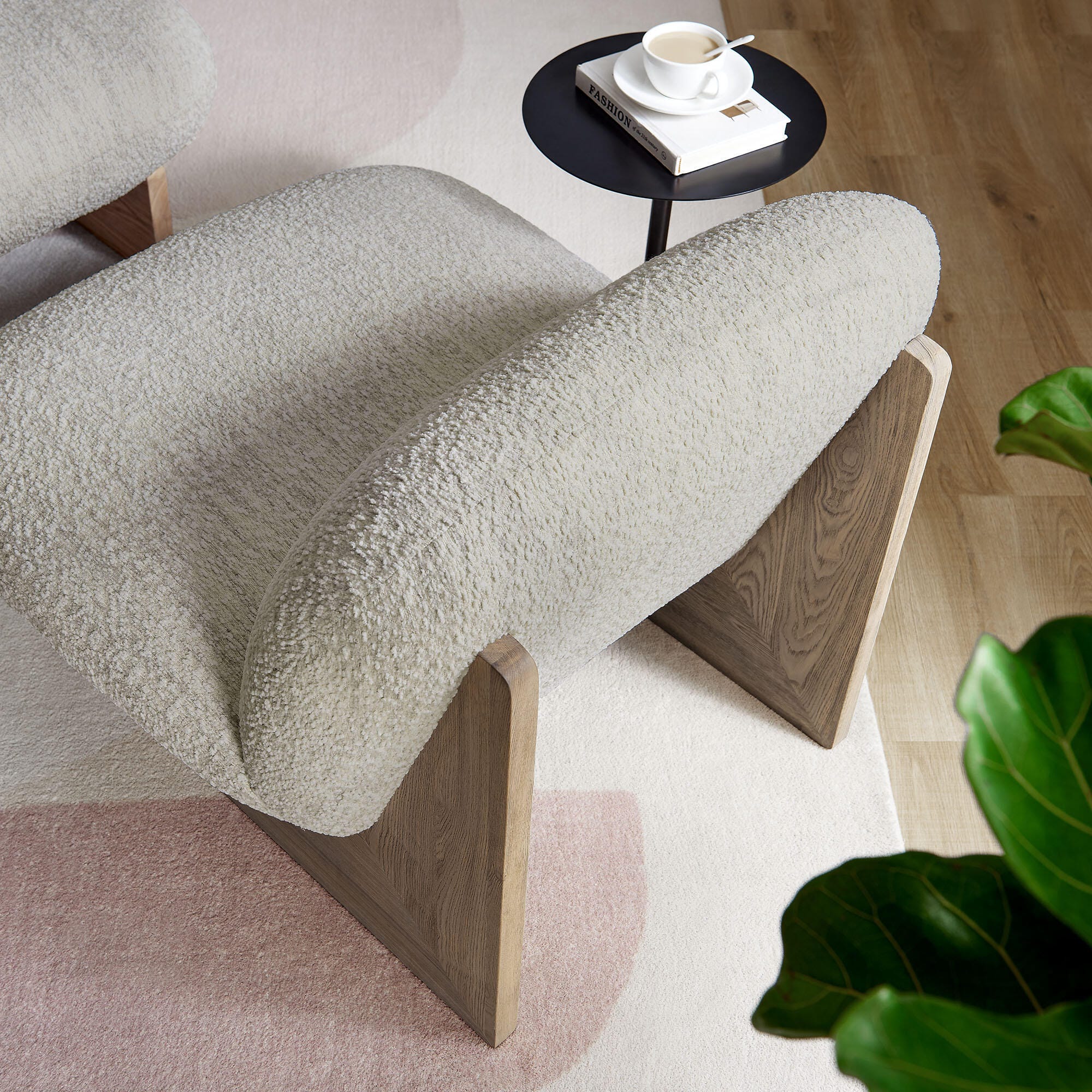 Modway Loyal Accent Chair with Ottoman, Pearl Oak/Gray, large