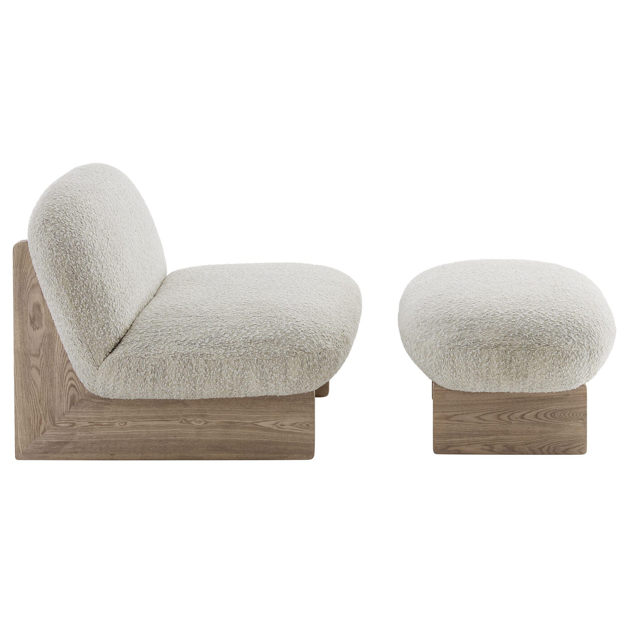 Modway Loyal Accent Chair with Ottoman, Pearl Oak/Gray, large
