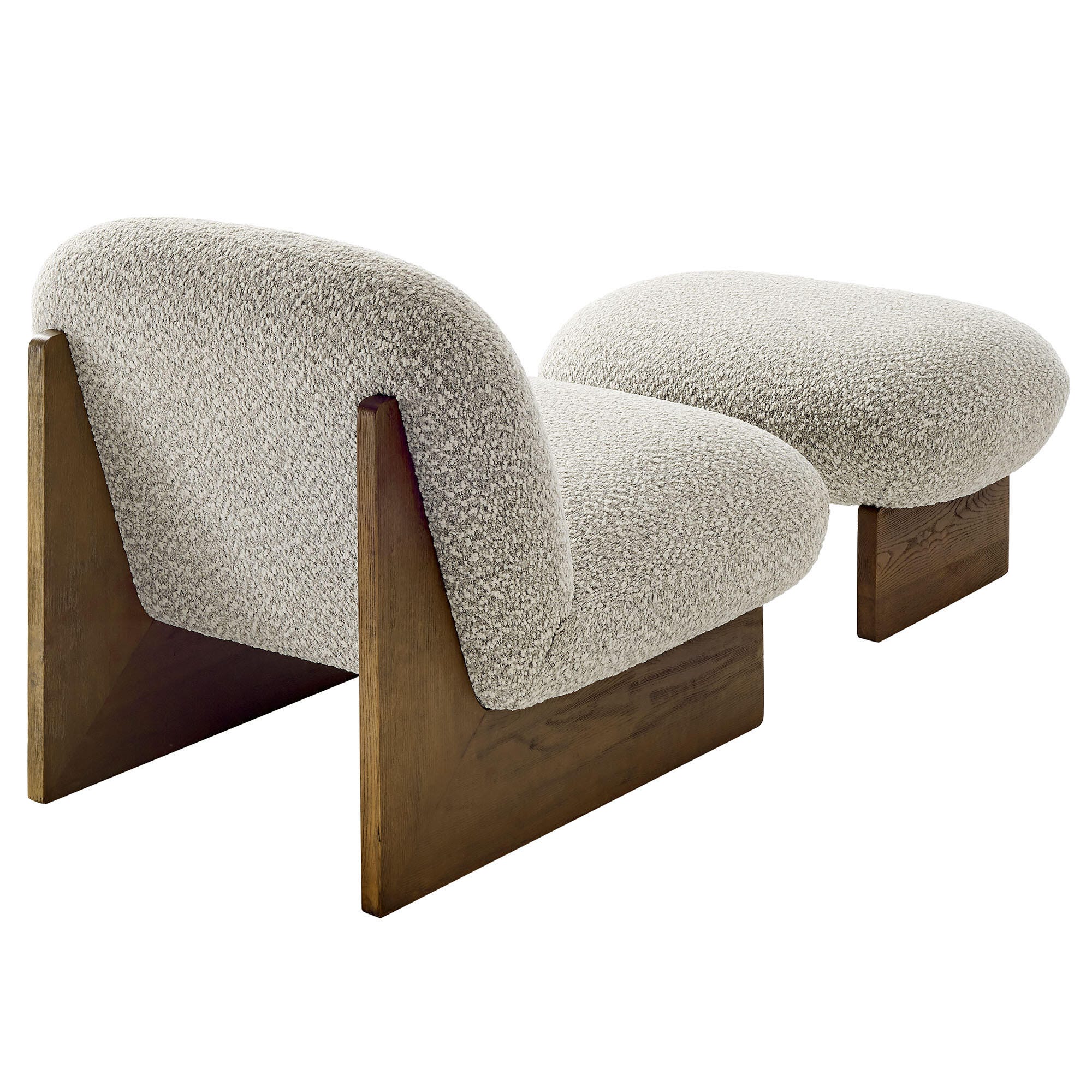 Modway Loyal Accent Chair with Ottoman, Gray/Walnut, large