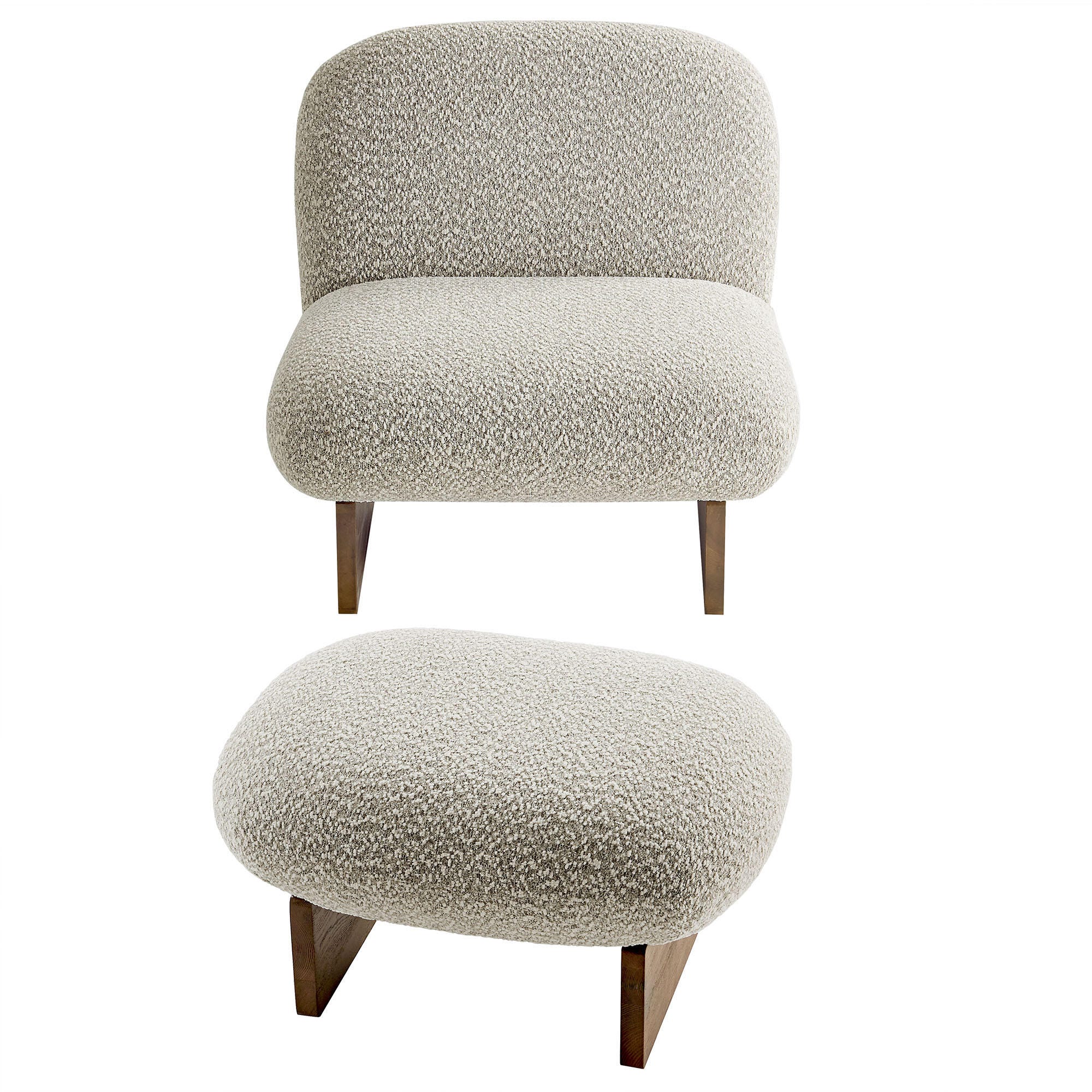 Modway Loyal Accent Chair with Ottoman, Gray/Walnut, large
