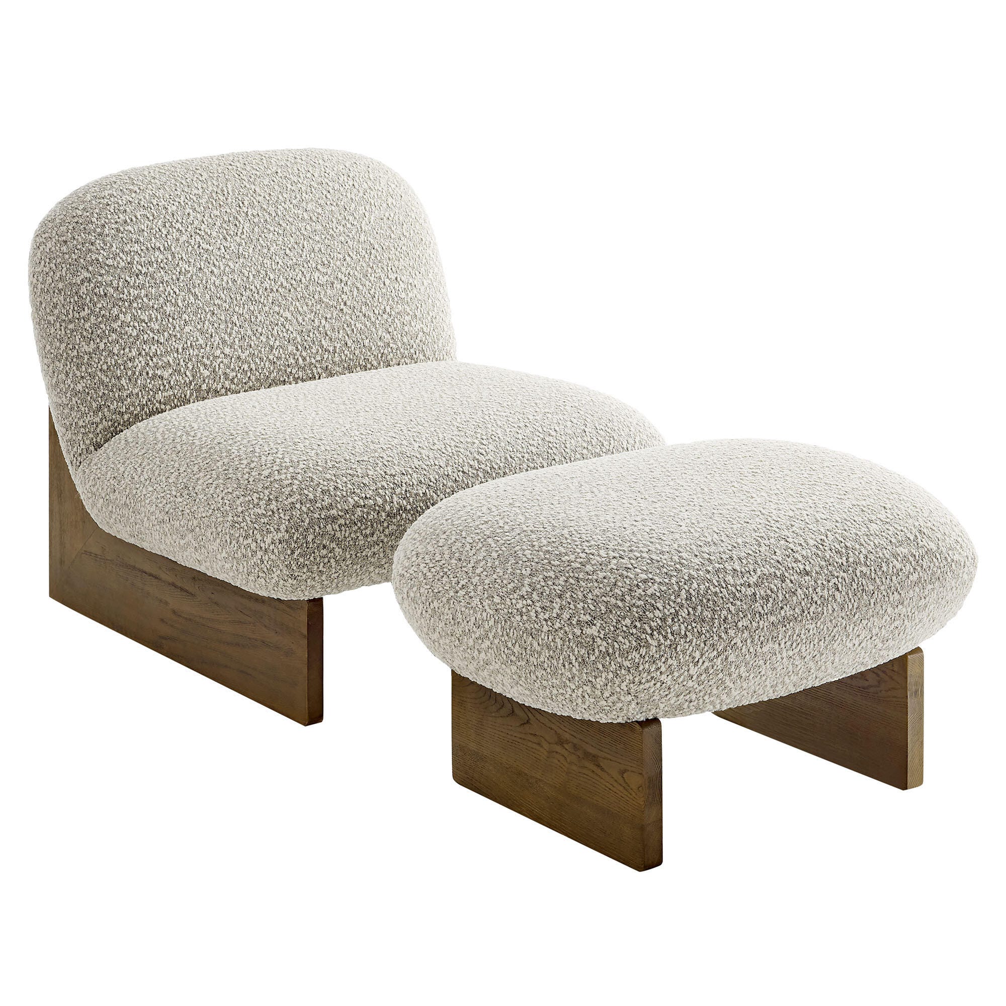 Modway Loyal Accent Chair with Ottoman, Gray/Walnut, large