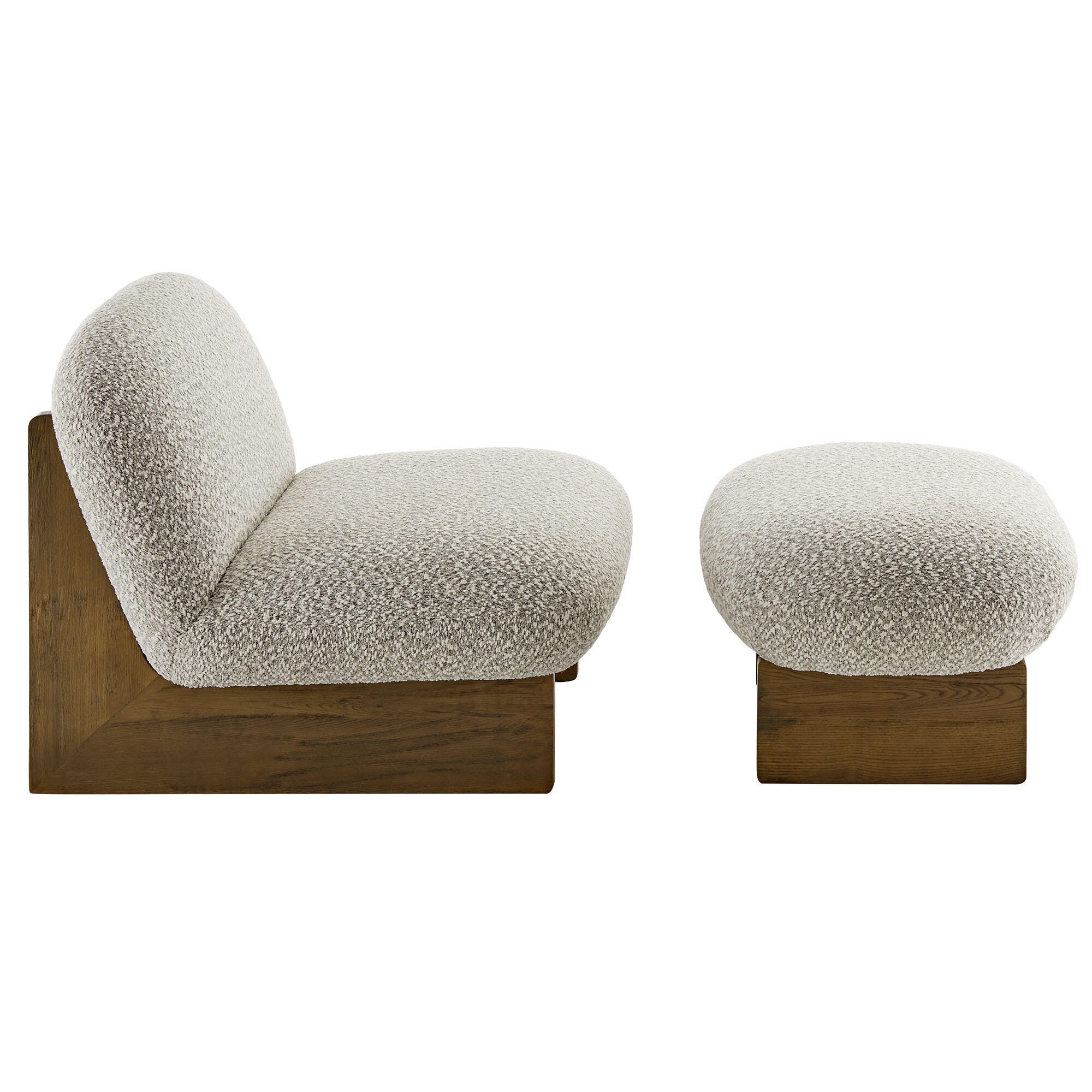 Modway Loyal Accent Chair with Ottoman, Gray/Walnut, large