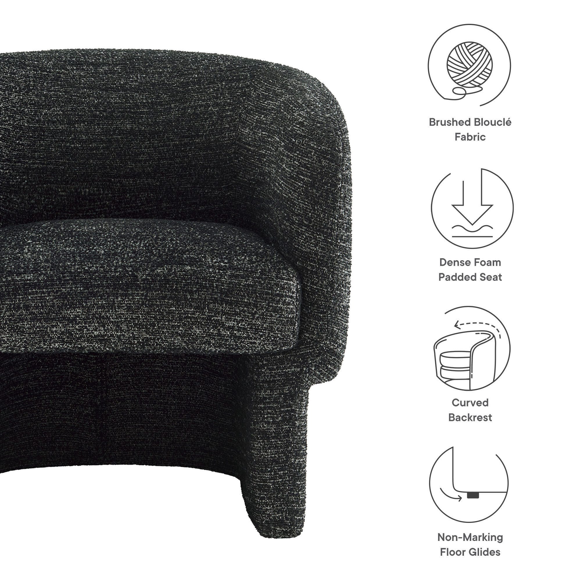 Modway Muse Accent Chair, Charcoal, large