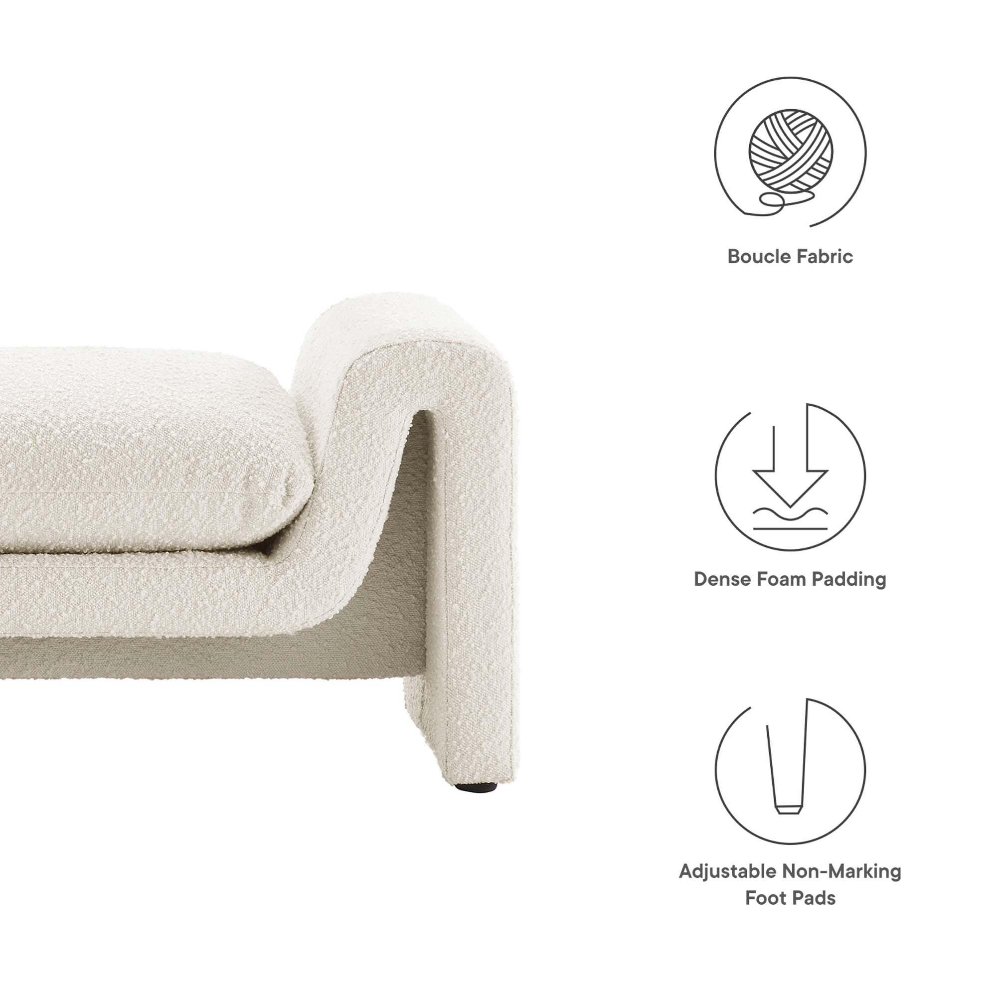 Modway Waverly Bench, White, large