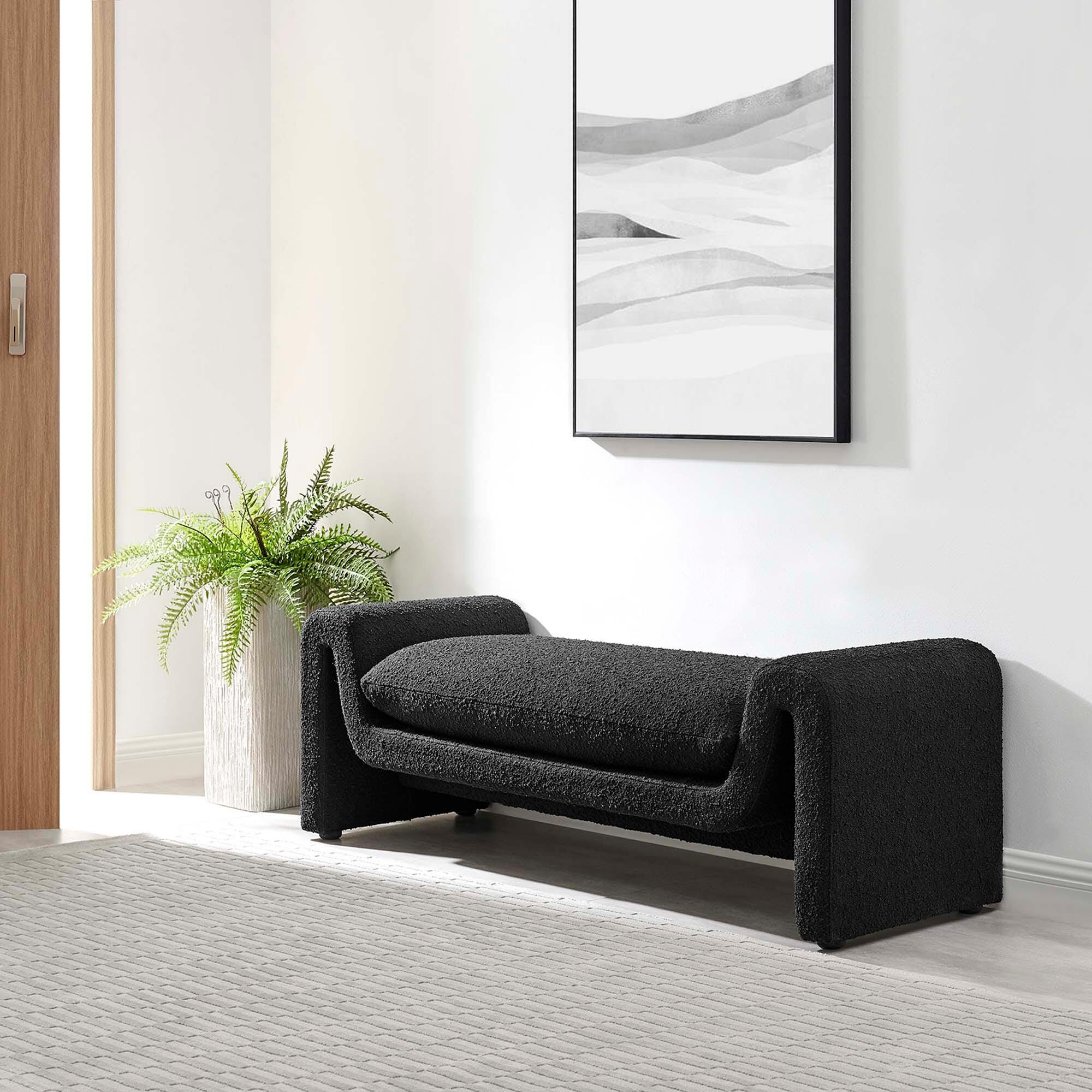Modway Waverly Bench, Black, rollover